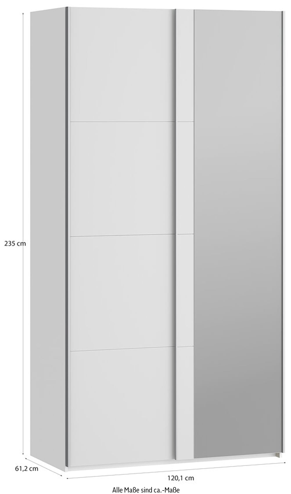 FORTE Schwebetürenschrank »Fittio. Made in Europe, 2 Schiebetüren, modernes Design« Höhe 2,35 mtr, stehende Montage, Spiegel
