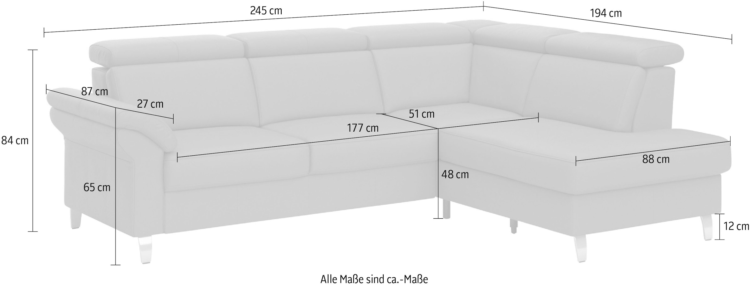 sit&more Ecksofa, inklusive Kopfteilverstellung, wahlweise mit Bettfunktion und Bettkasten