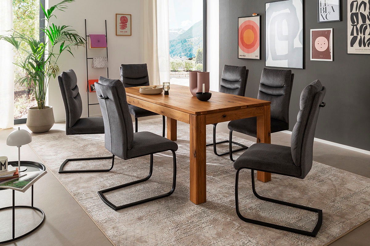 MCA furniture Esstisch »ETNA 4-Fuß Tisch« Einzelstück,  Massivholz,durchgehende Lamelle,Stollenfuß 10x10cm,Tischplatte 2,5cm