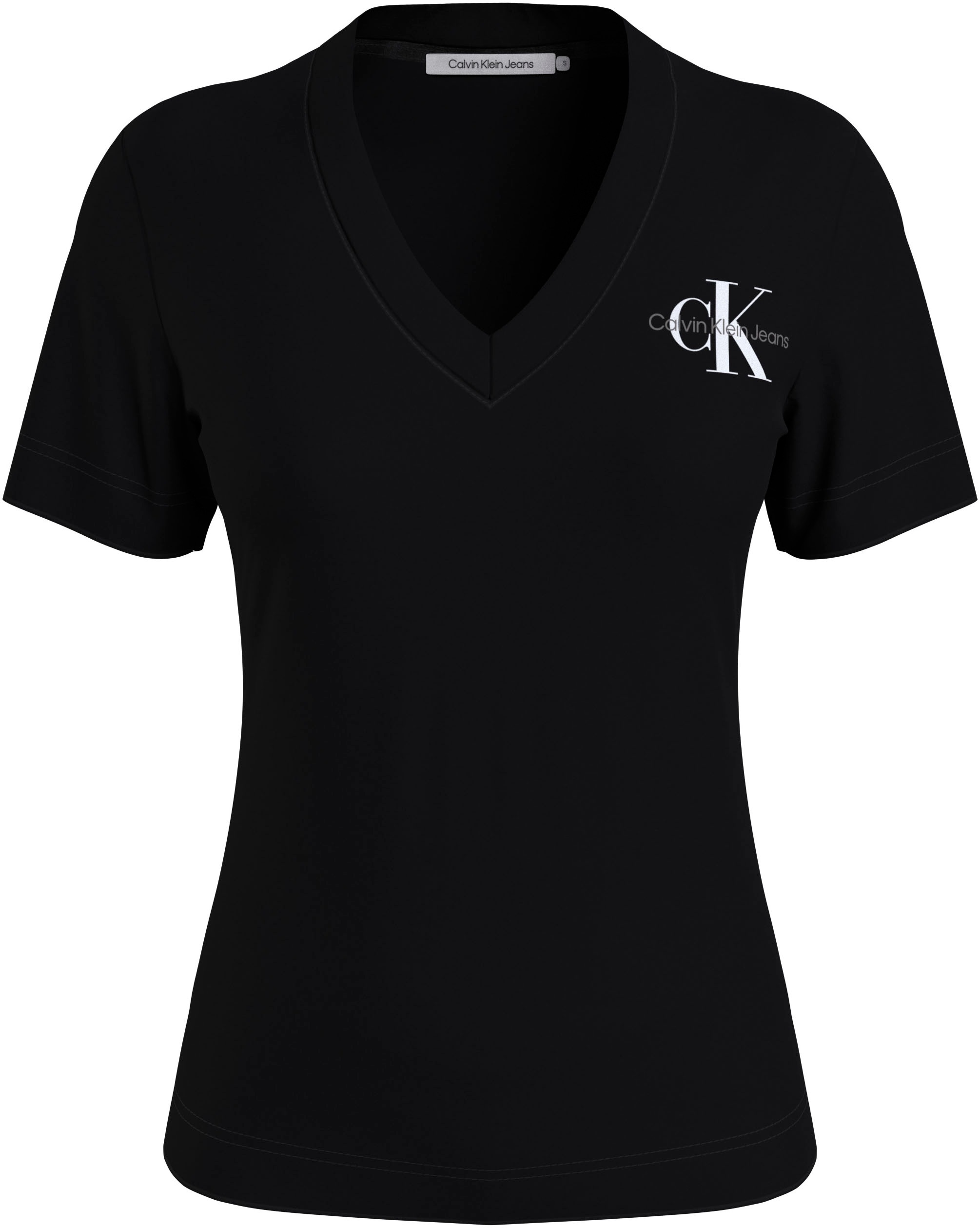 Klein V-Shirt ♕ mit V-NECK Calvin Logodruck bei TEE«, SLIM »MONOLOGO Jeans