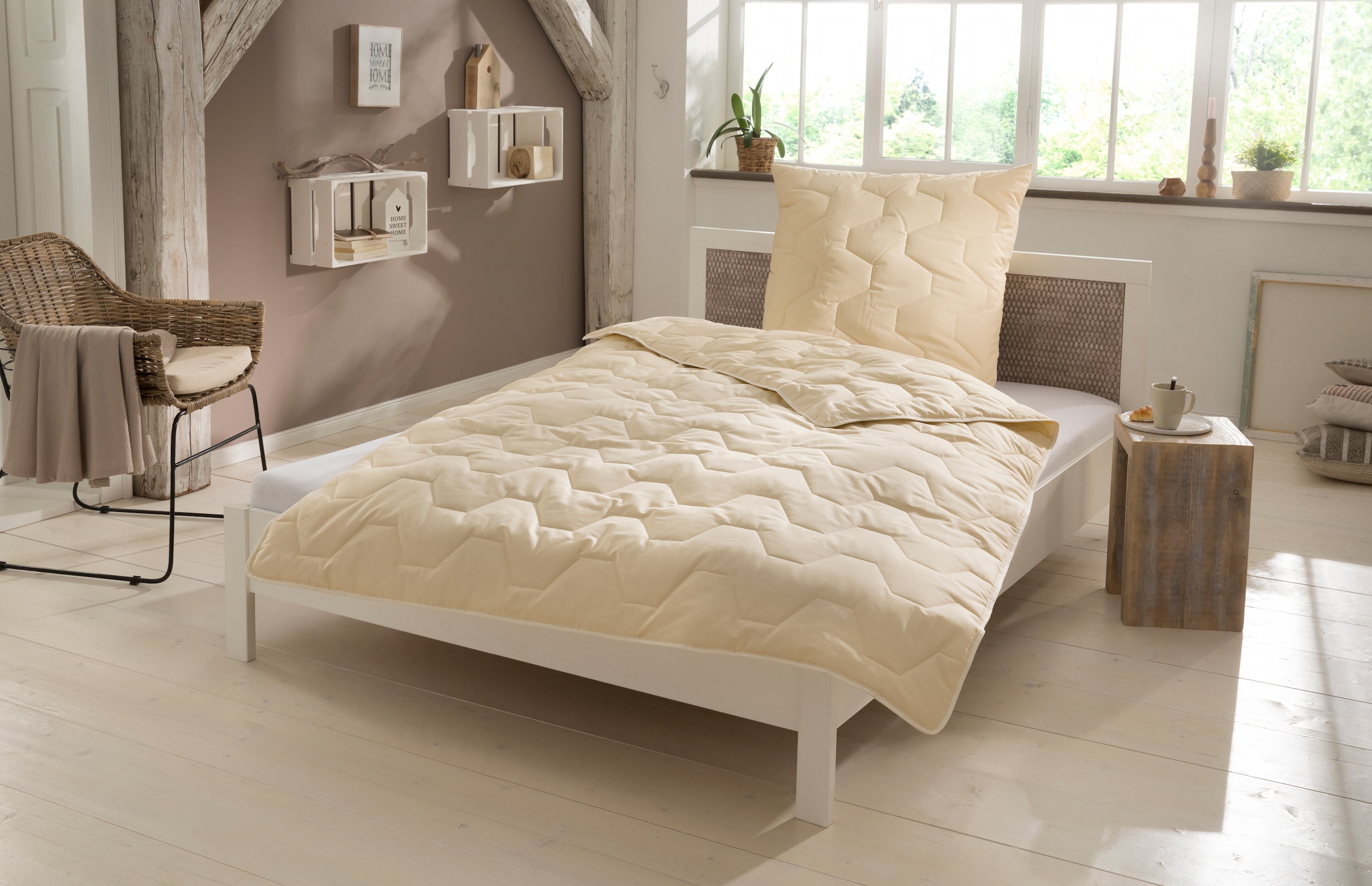 OTTO home Naturfaserbettdecke "Baumwolle 60 C, Bettdecke 135x200 cm, 155x220 cm, 200x200 cm" leicht Füllung 100% Baumwolle 1 Stk. tlg. Bettdecken, Sommer, Winter, 4 Jahreszeiten, Decke, Made in Germany