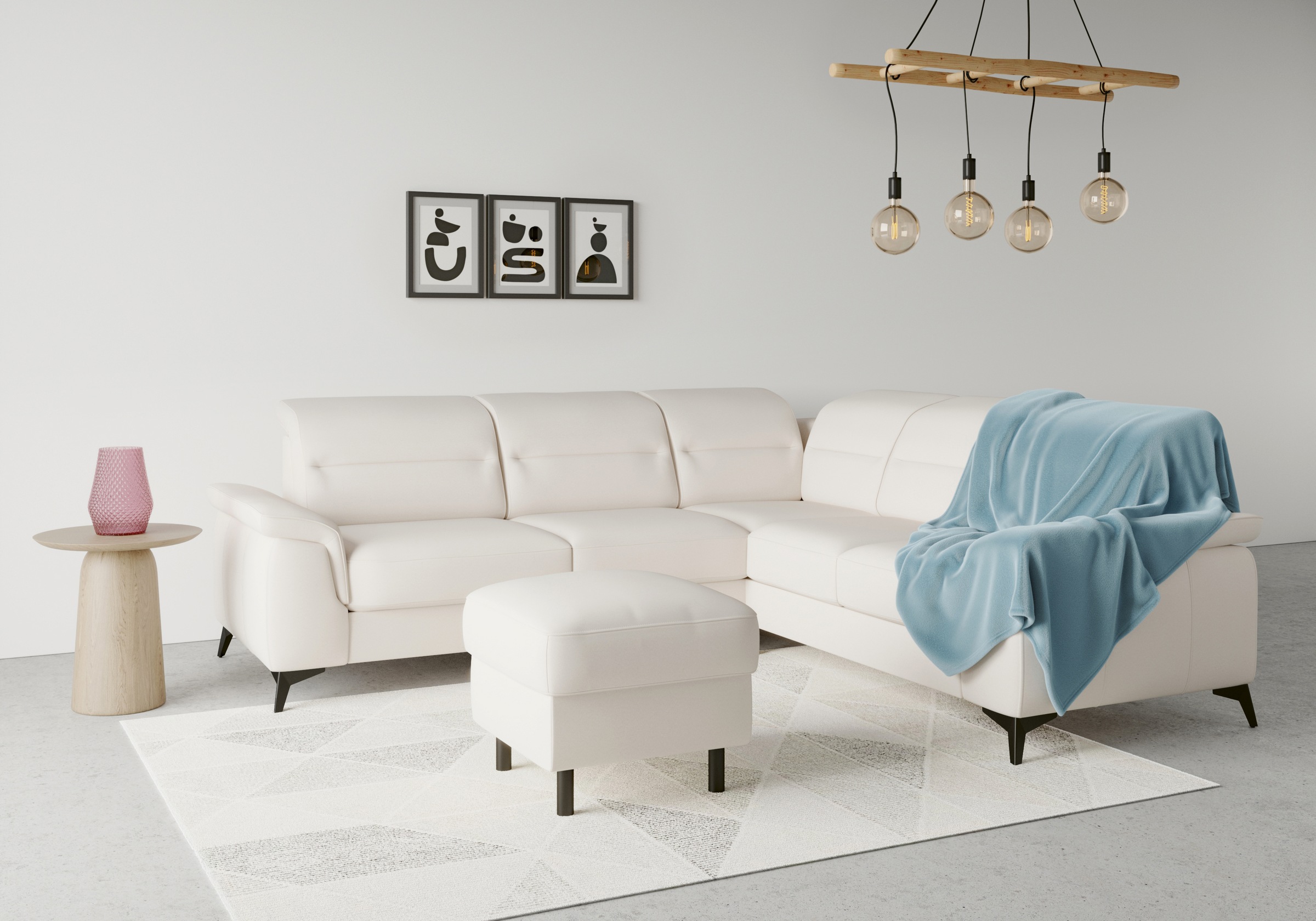 sit&more Ecksofa »Sinatra L-Form«, optinal mit Kopfteilverstellung und Armteilfunktion, Metallfüße