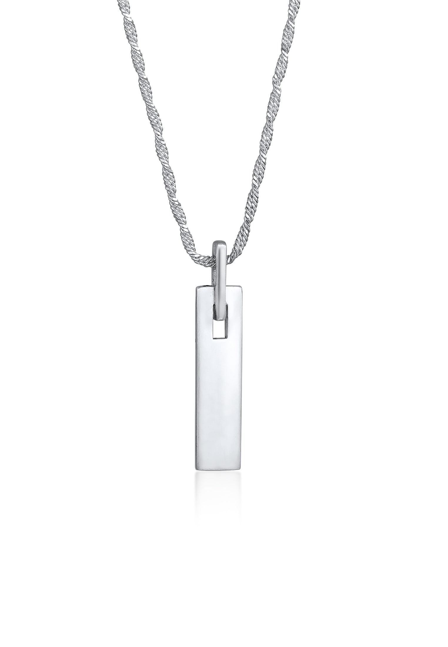 Kuzzoi Kette mit Anhänger »Halskette Bar Plättchen Rechteck oxidiert 925 Silber«