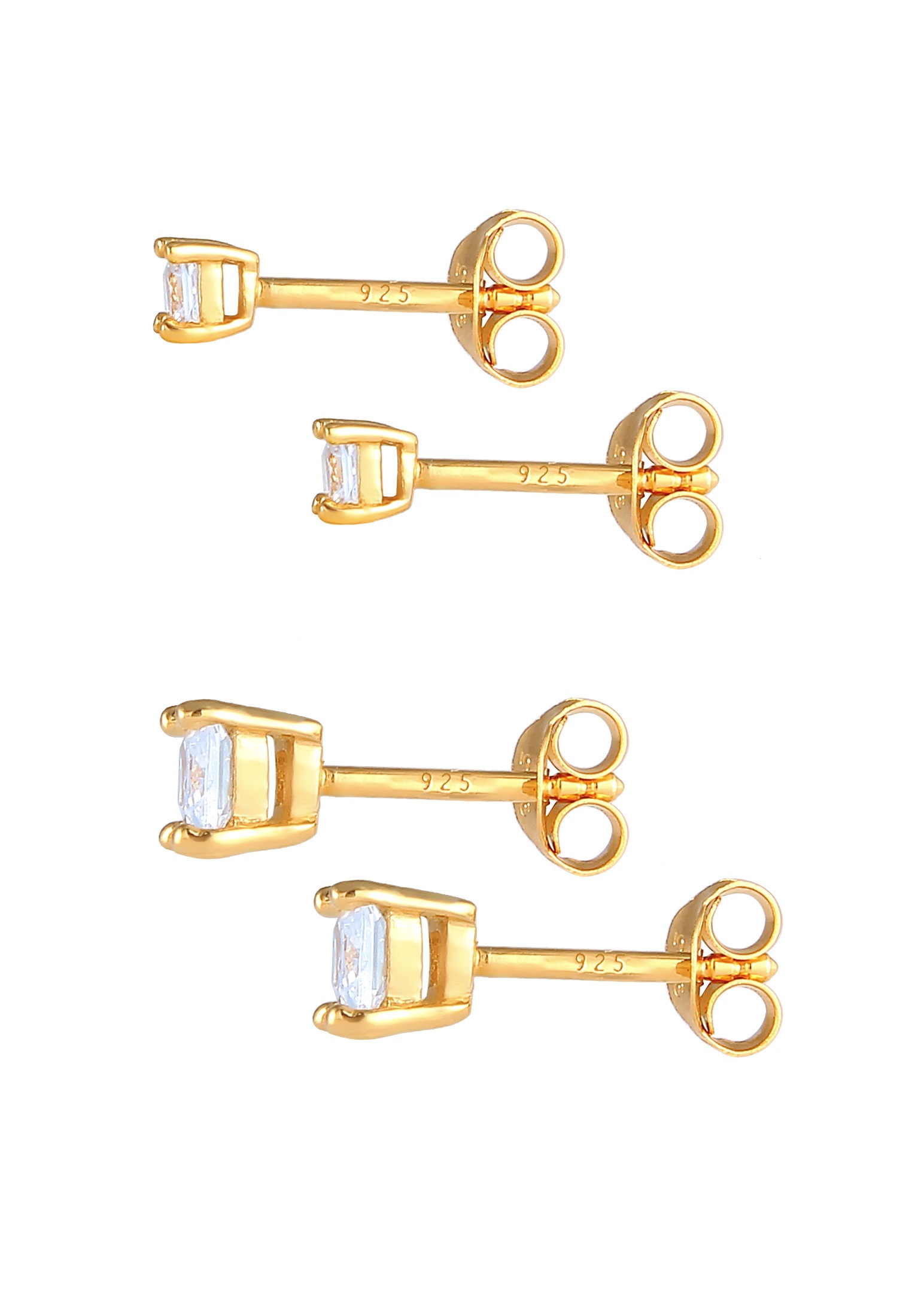 Elli Ohrstecker-Set »Ohrringe Zirkonia Viereck Basic (2 tlg) 925 Silber«