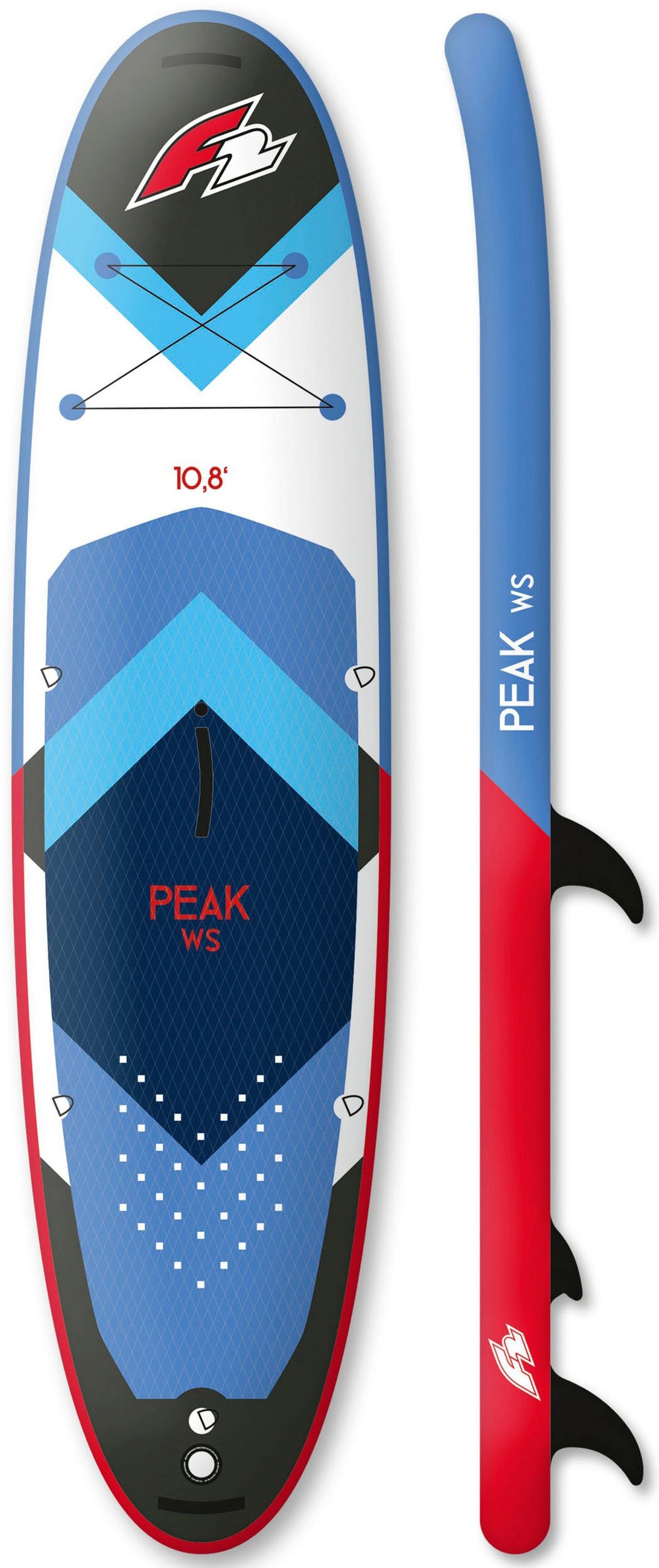 F2 Windsurfboard »Peak WS Paddel, tlg., 16 Set 10,8 4,5m²«, Rigg (Set, mit und Checker bei Pumpe, Transportrucksack Segel) mit
