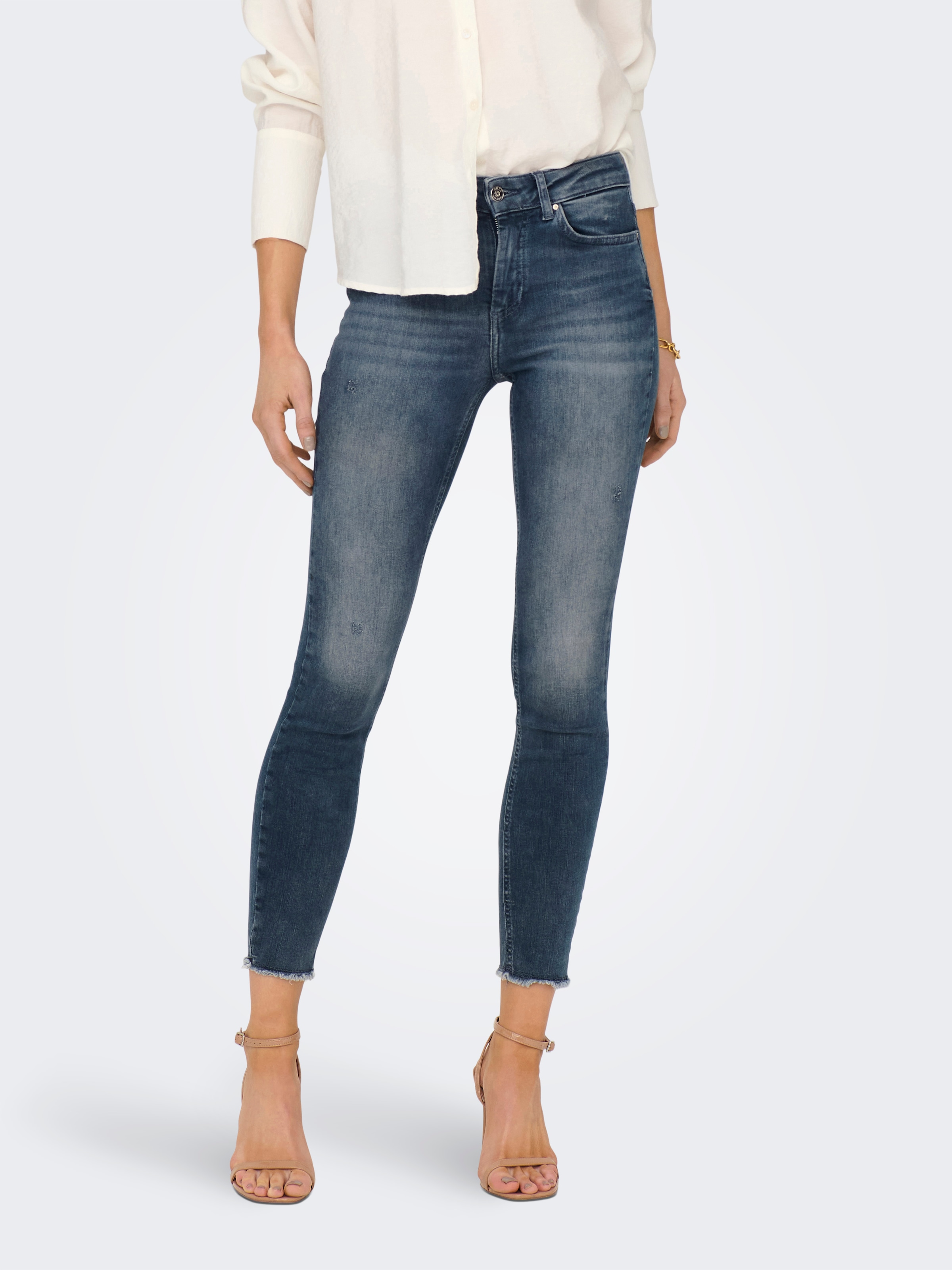 ONLY Ankle-Jeans »ONLBLUSH MID SK ANK RW REA422 NOOS« mit Fransensaum
