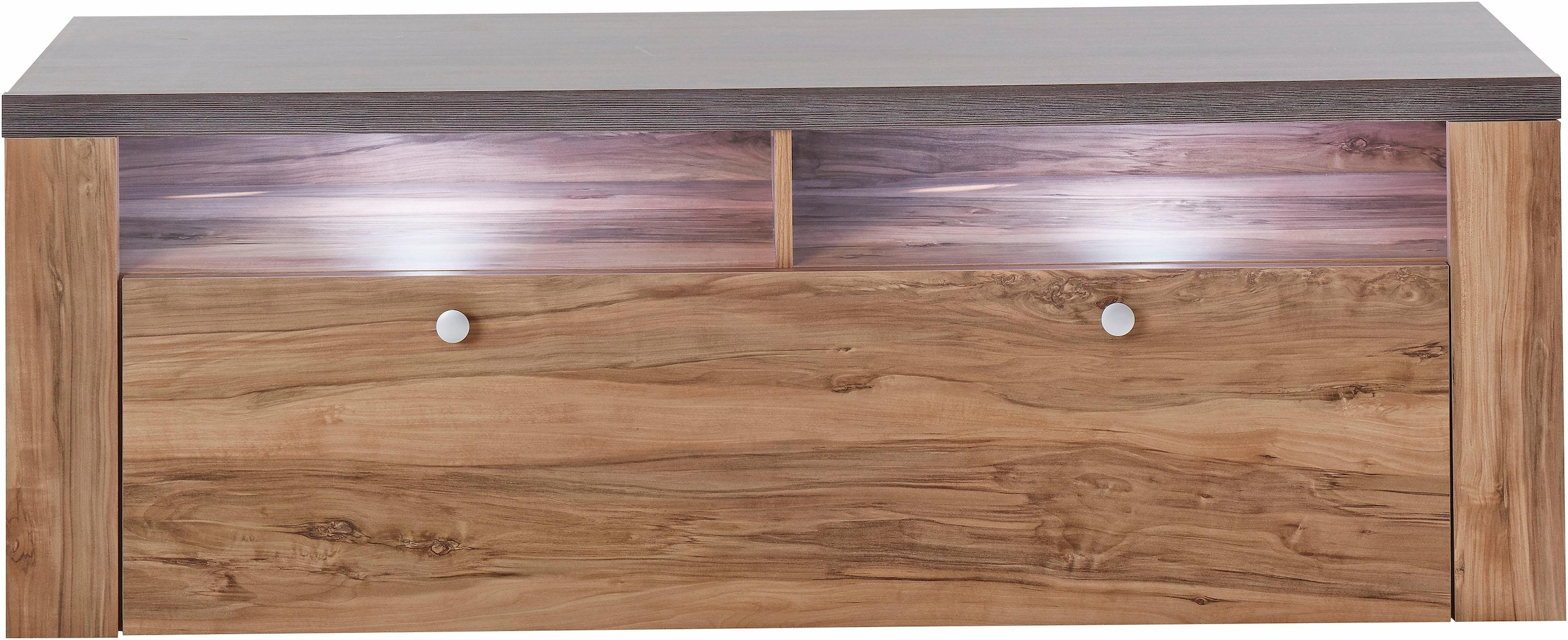 OTTO home Lowboard »Larona, zeitloses TV Board mit 1 Klappe und 2 offenen Fächern« Breite 140 cm, Fernsehbank, viel Stauraum, dekorative Rahmenoptik