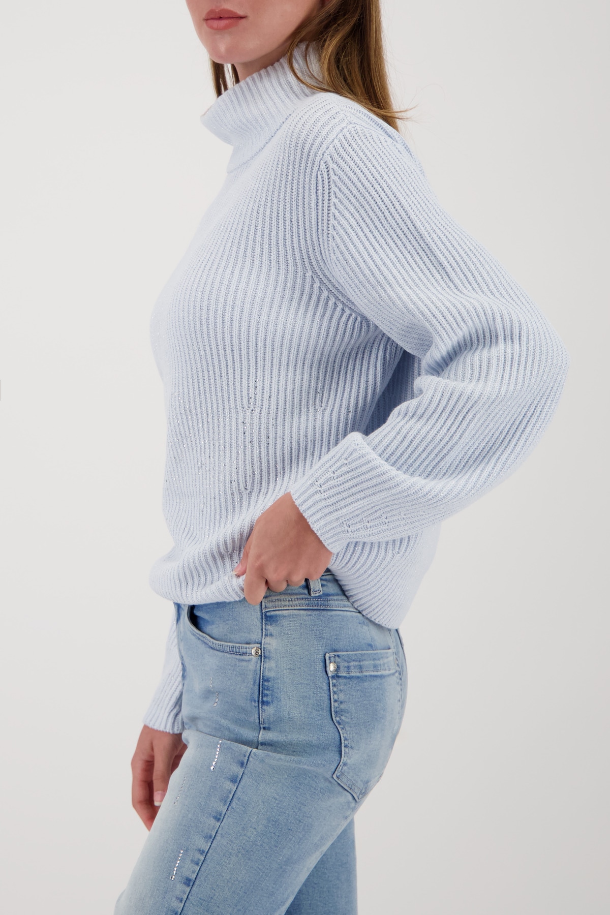 Monari Rollkragenpullover »Pullover Lurex + Schmuck« Regular fit mit Rollkragen