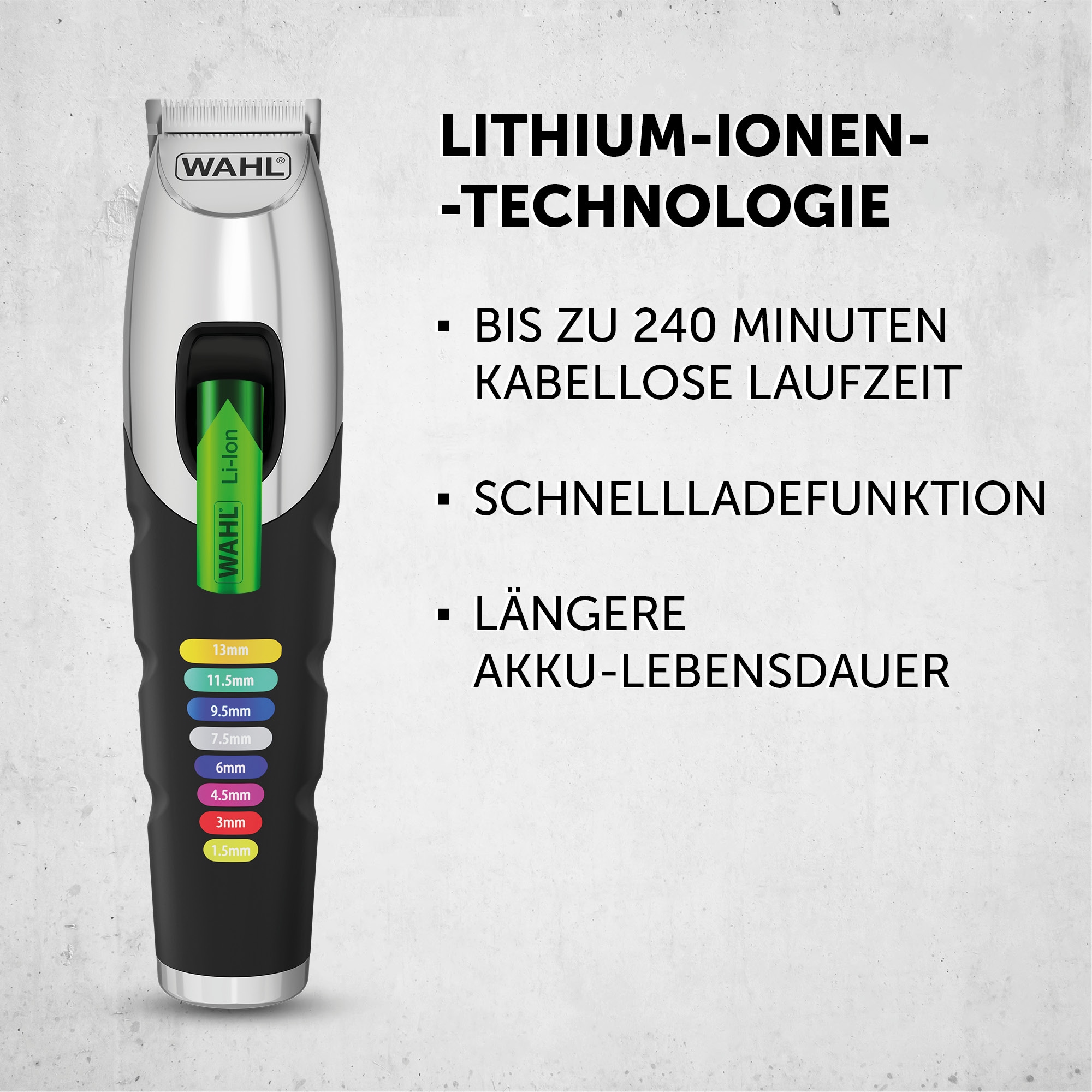 Wahl Bartschneider »Color Trim«, 9 Aufsätze, Farbcodierte Aufsteckkämme, Lithium-Ionen-Technologie, USB Aufladung