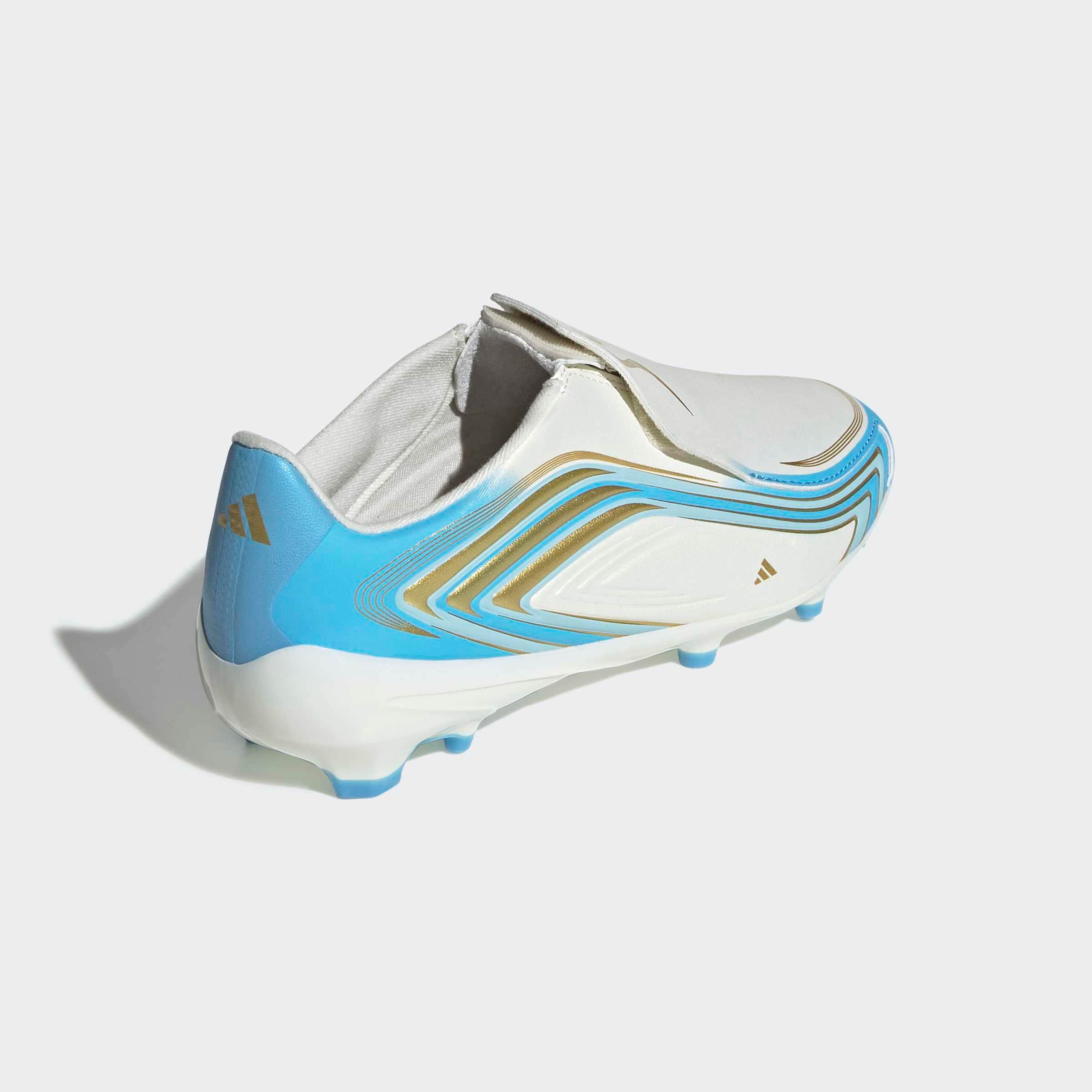 adidas Performance Fußballschuh »F50 MESSI LEAGUE KIDS , FESTE BÖDEN, OHNE SCHNÜRSENKEL«  Außensohle für Rasen und feste Böden, für Jugendliche & Kinder