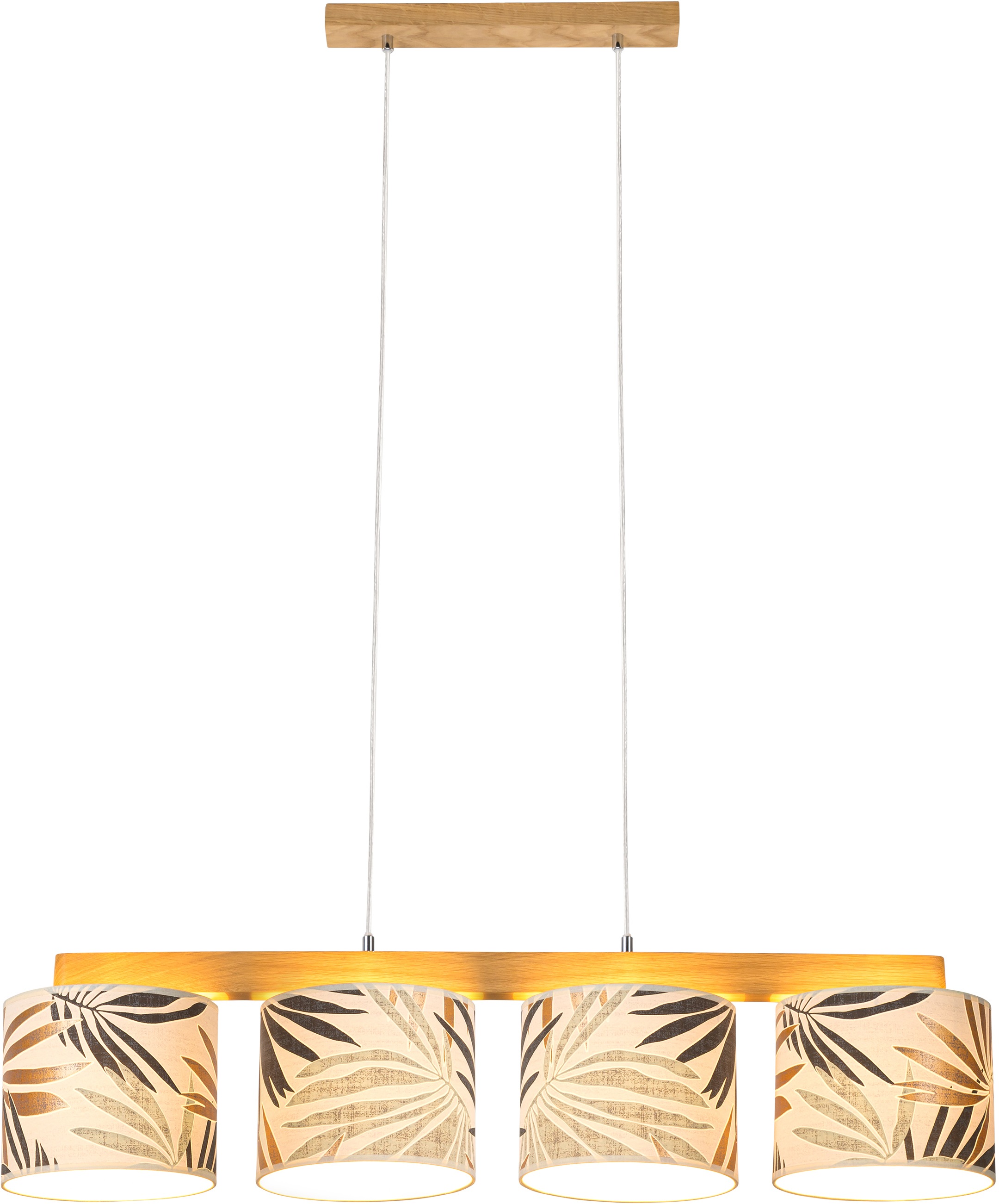 BRITOP LIGHTING Pendelleuchte »HOJA«, 4 flammig, Leuchtmittel E27 | ohne Leuchtmittel, Hängeleuchte, Aus edlem Eichenholz, Kürzbar