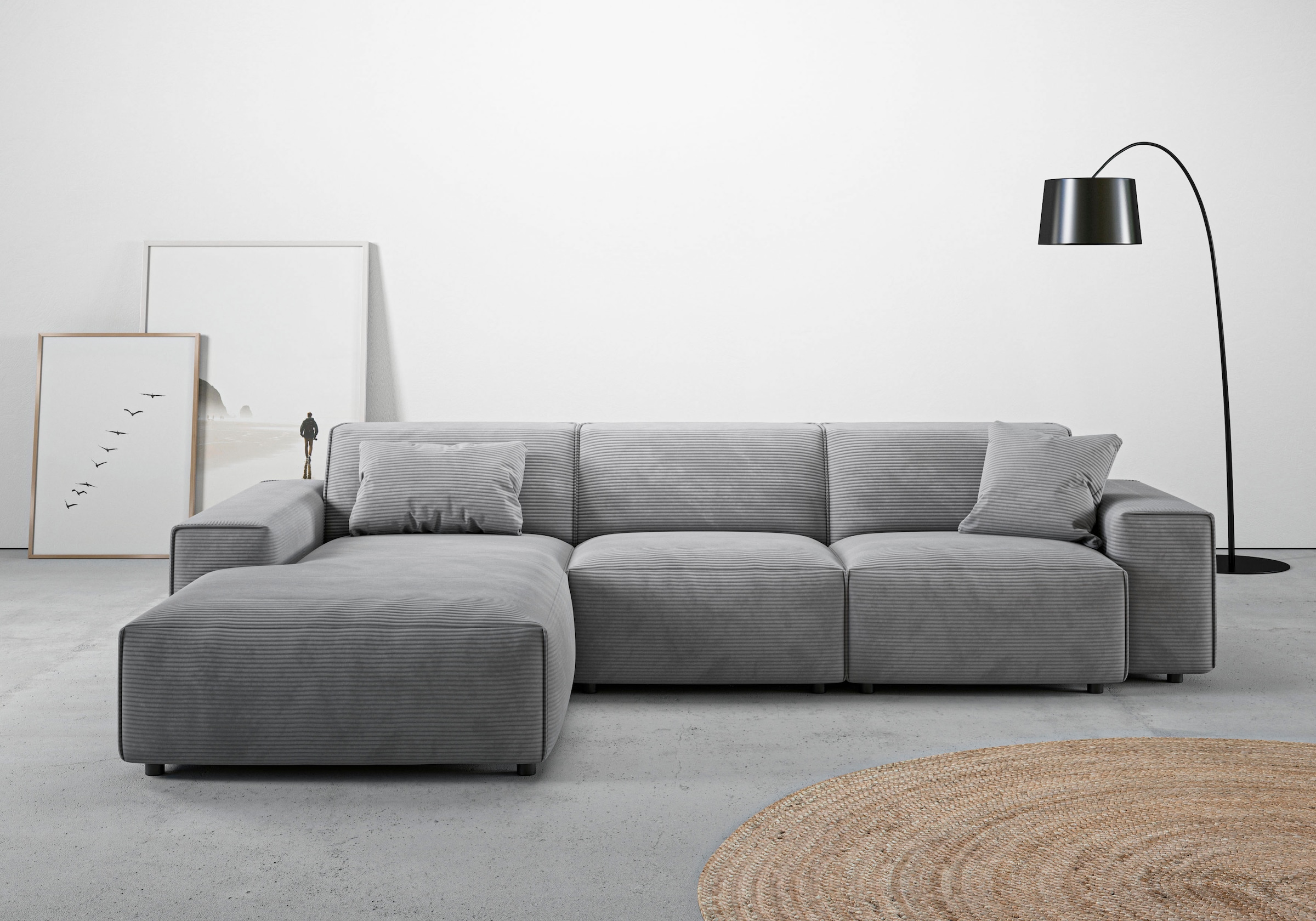 andas Ecksofa »Glimminge auch in Breitcord, Feincord, Bouclé + Easy care-Bezug«, L-Form, Breite 294, Zierkissen