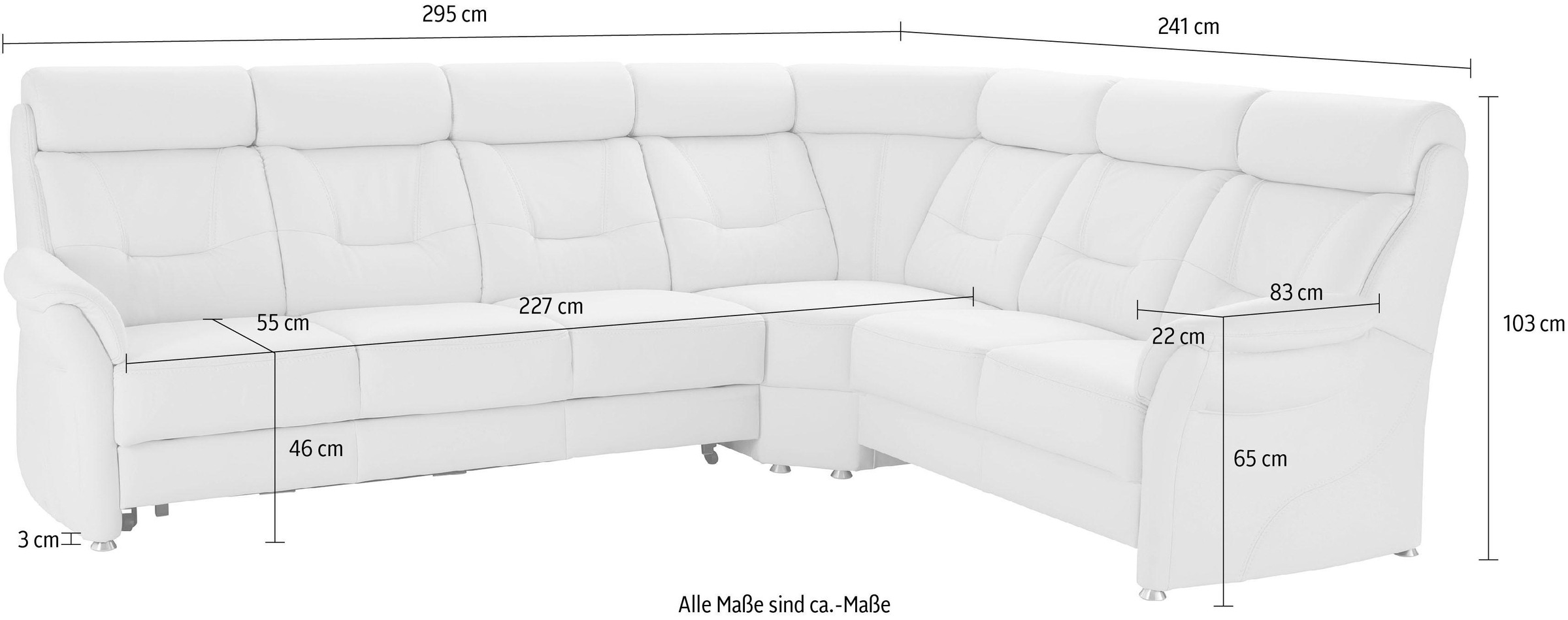 Places of Style Ecksofa »Sardinien L-Form«, mit Kopfteilverstellung, wahlweise mit Bettfunktion