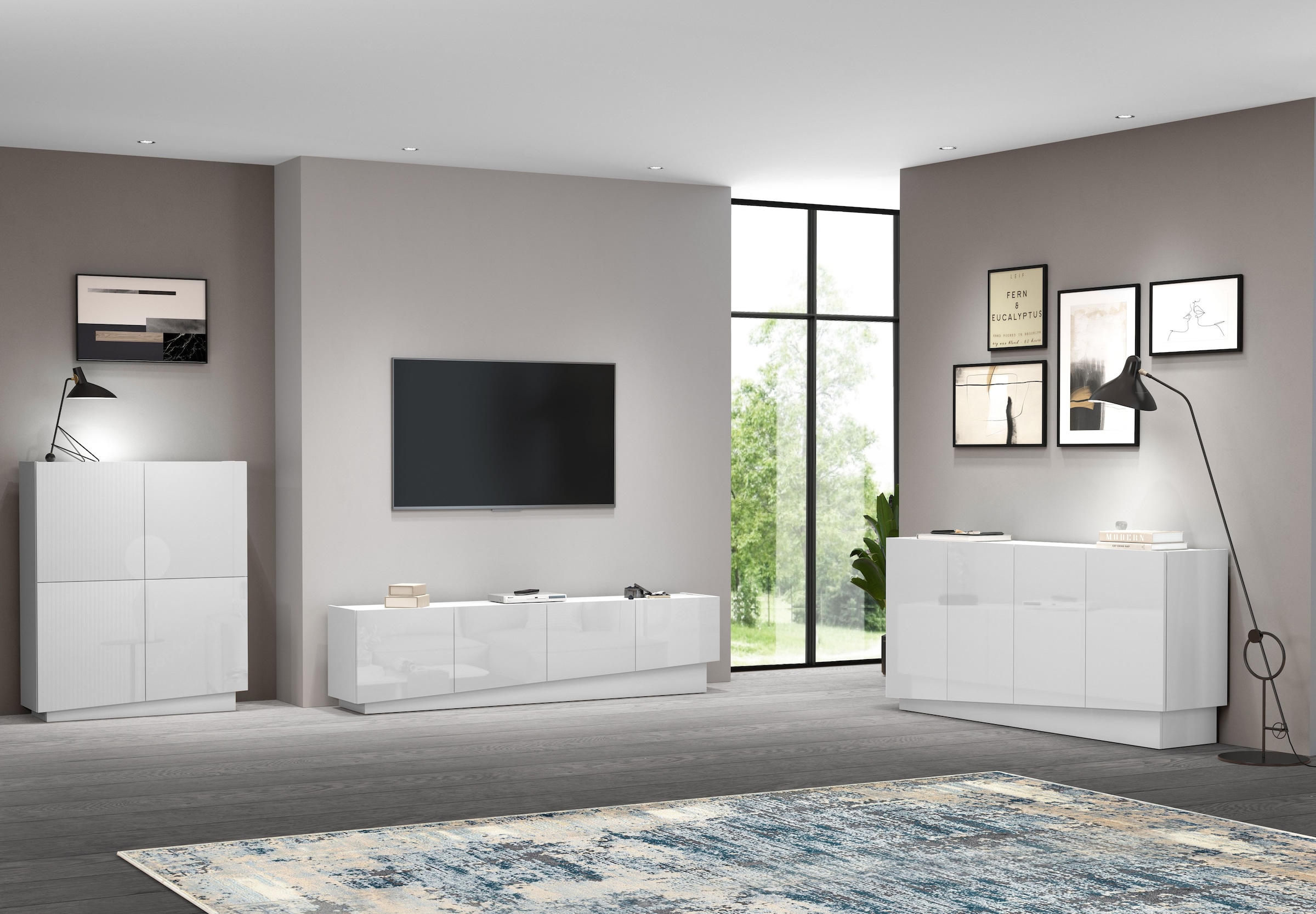 INOSIGN Lowboard »VELA, Höhe 60 cm, Breite 225 cm,Design mit schrägen Türen« 1 Stk. tlg. Made in Italy, Maße-B/T/H: 225x35x60, Lowboard, TV-Board, TV-Kommode