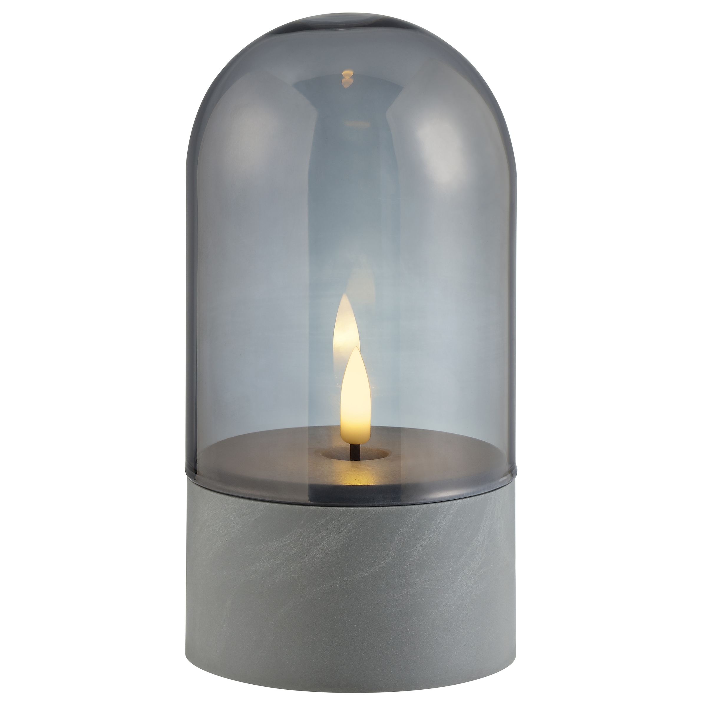 Brilliant LED Tischleuchte »Illusion mit Batterie (exkl.)« LED-Modul 2 Stk. LED-Kerzen Tischleuchten 2er-Set, 16x8 cm, Rauchglas, 2500 K, grau