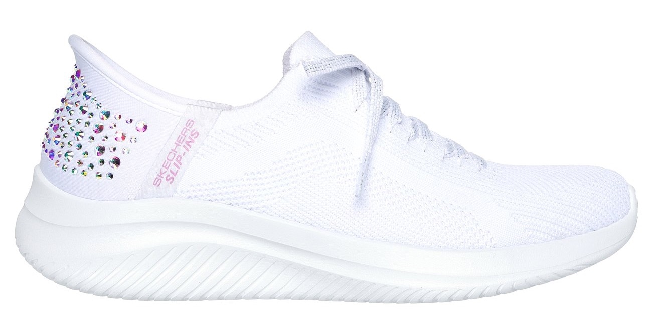 Skechers Slip-On Sneaker »ULTRA FLEX 3.0-SHINING GLITZ«, Komfortschuh, Slipper, Sneaker mit coolen Glitzer-Nieten