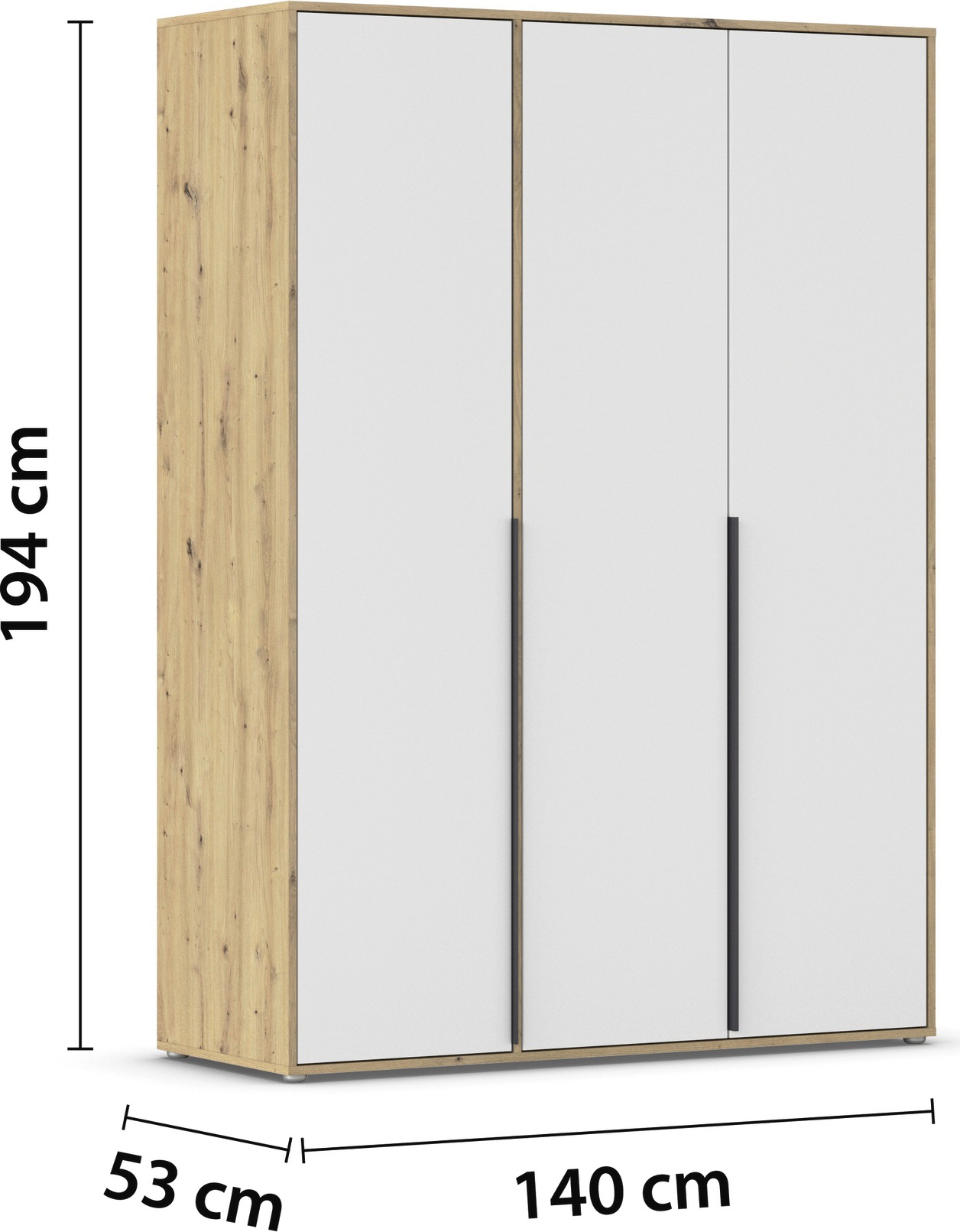 rauch Drehtürenschrank »Kleiderschrank Schrank Garderobe Wäscheschrank NAGATA viel Stauraum« in 3 verschiedenen Ausstattungen BASIC/CLASSIC/PREMIUM,  mit modernen Stangengriffen in Graumetallic TOPSELLER MADE IN GERMANY