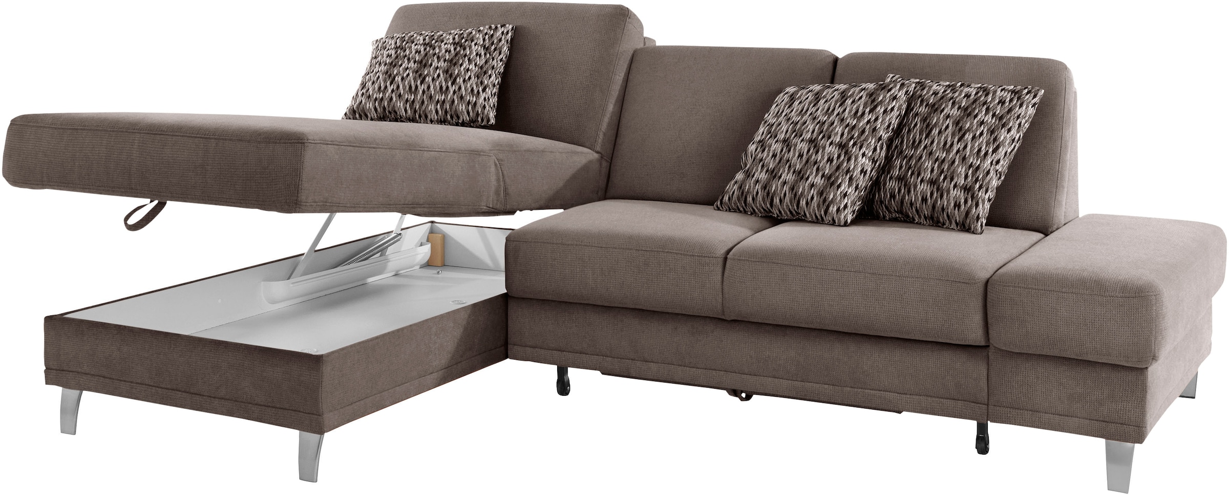 sit&more Ecksofa »Clio L-Form«, wahlweise mit Bettfunktion oder Vorziehsitz und Bettkasten, Federkern