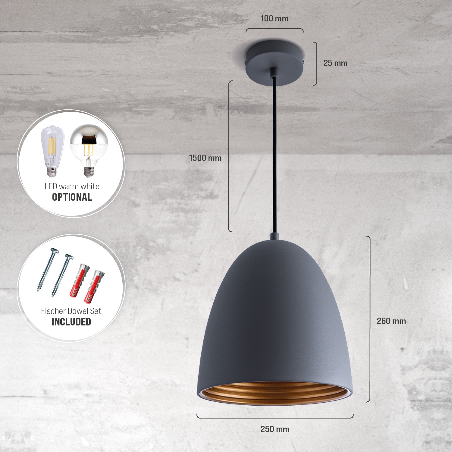 Paco Home Pendelleuchte »JACK«, 1 flammig, Leuchtmittel E27 | ohne Leuchtmittel, Küchenlampe Hängelampe Esszimmer Esstischlampe Innen Gold Weiß