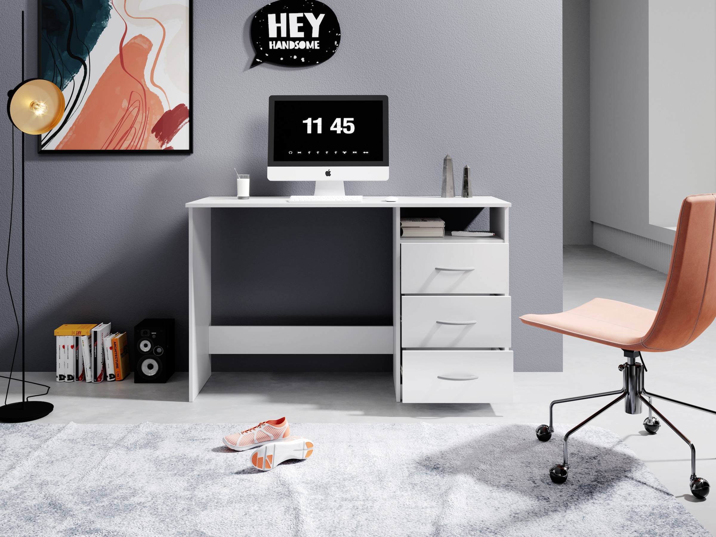 BEGA OFFICE Schreibtisch »Adria, Computertisch,« Schubkästen rechts oder links montierbar, Breite 123 cm