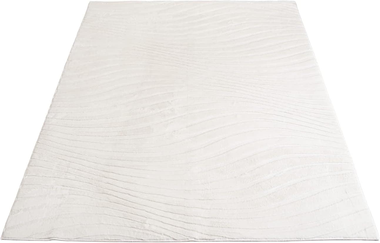 Carpet City Teppich »WAVES 503« rechteckig 12 mm Höhe Kurzflor, Hochtief-Muster/ 3D-Effekt, Uni, Wohnzimmer, Schlafzimmer