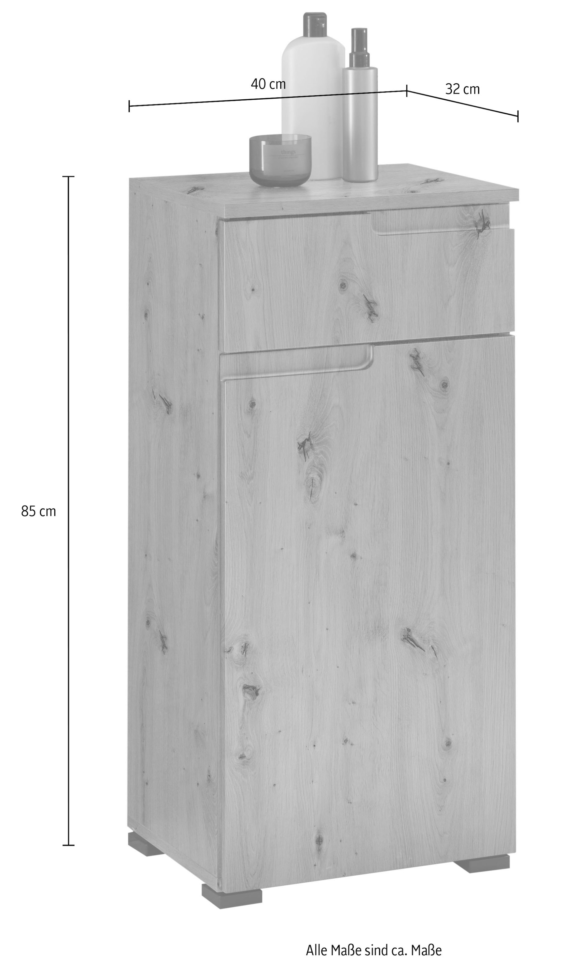 BASIC by Balculina Midischrank »Spice, Badezimmerschrank BxTxH 40x85x32 cm« 1 Stk. tlg. Breite 40 cm, Griffmulden,