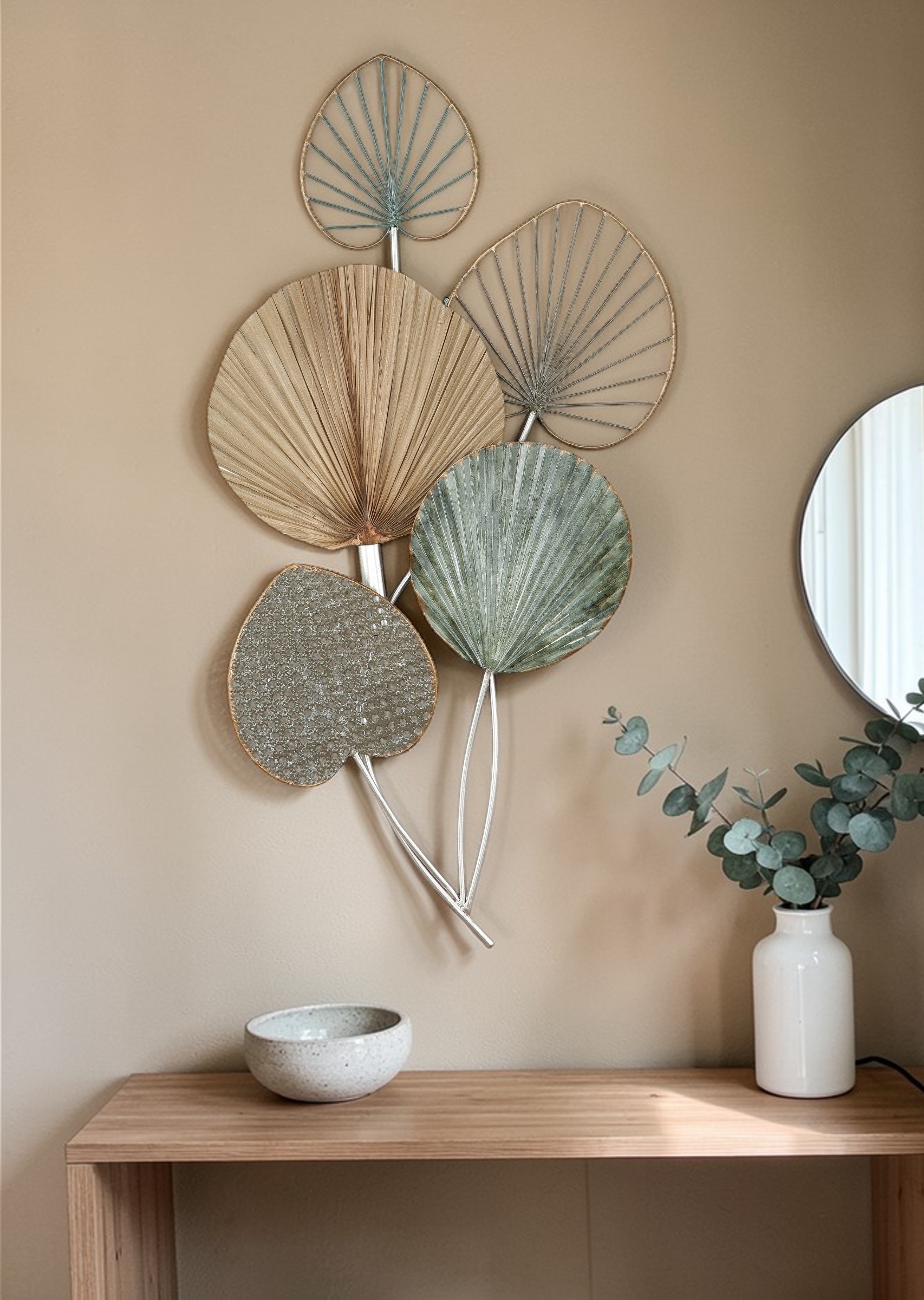 GILDE Wanddekoobjekt »Wandrelief 5 Blätter« Wanddeko Bilder Metall, 3D,  Blumen Blätter