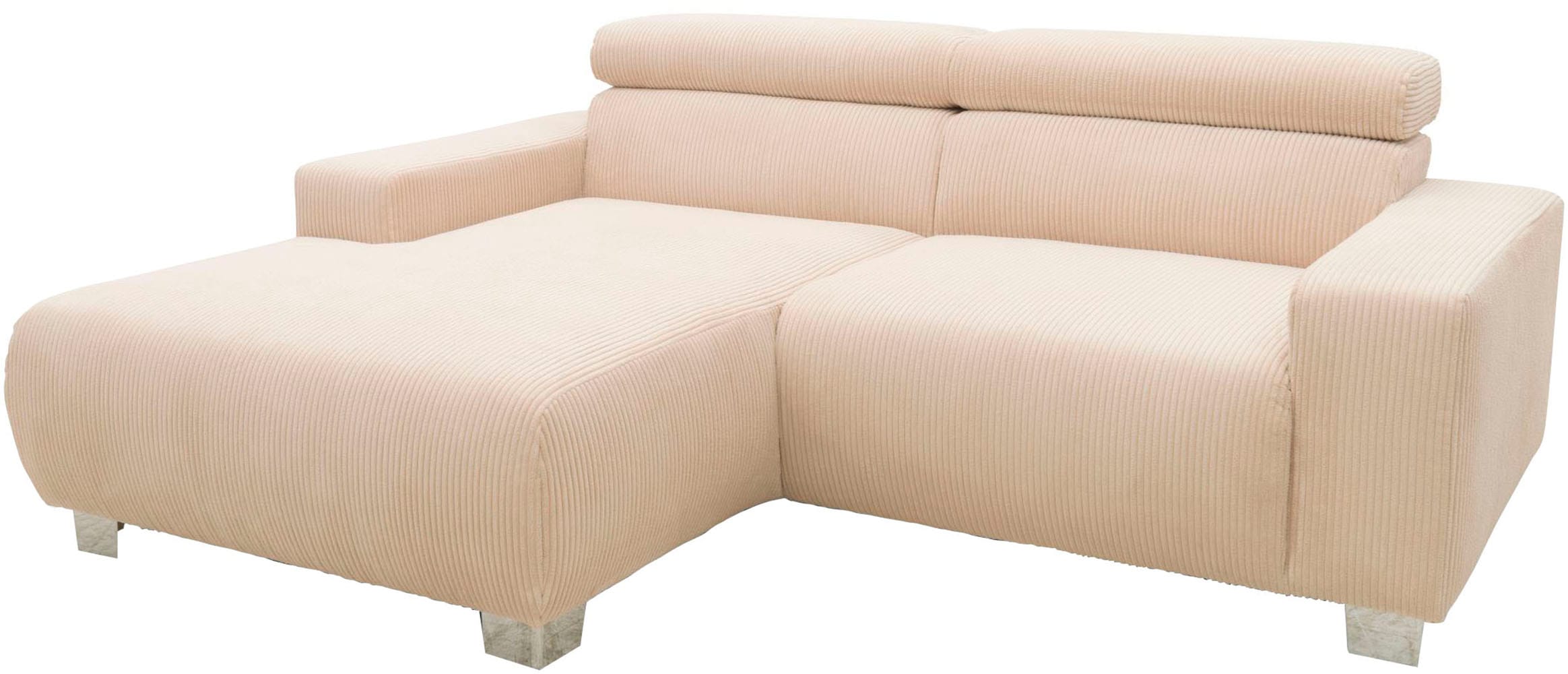 DOMO collection Ecksofa »100030 inkl. Kopfteilverstellung, guter Sitzkomfort, Cordbezug, L-Form« mit komfortabler Wellenunterfederung, ideal für kleine Räume