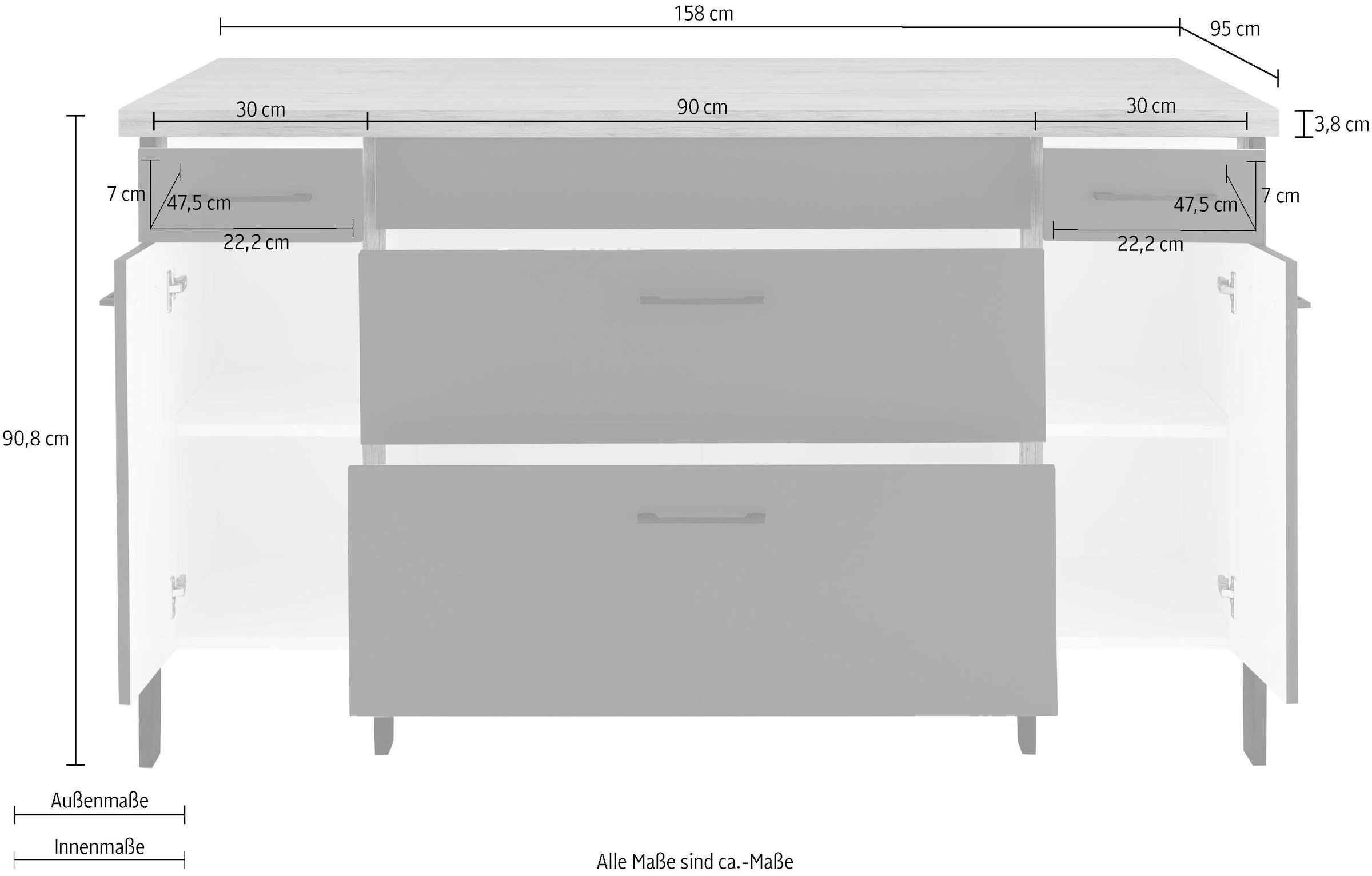 OPTIFIT Kücheninsel auf Breite mit Stahlgestell, Vollauszug »Tokio«, 158 mit cm, bestellen ohne Rechnung E-Geräte