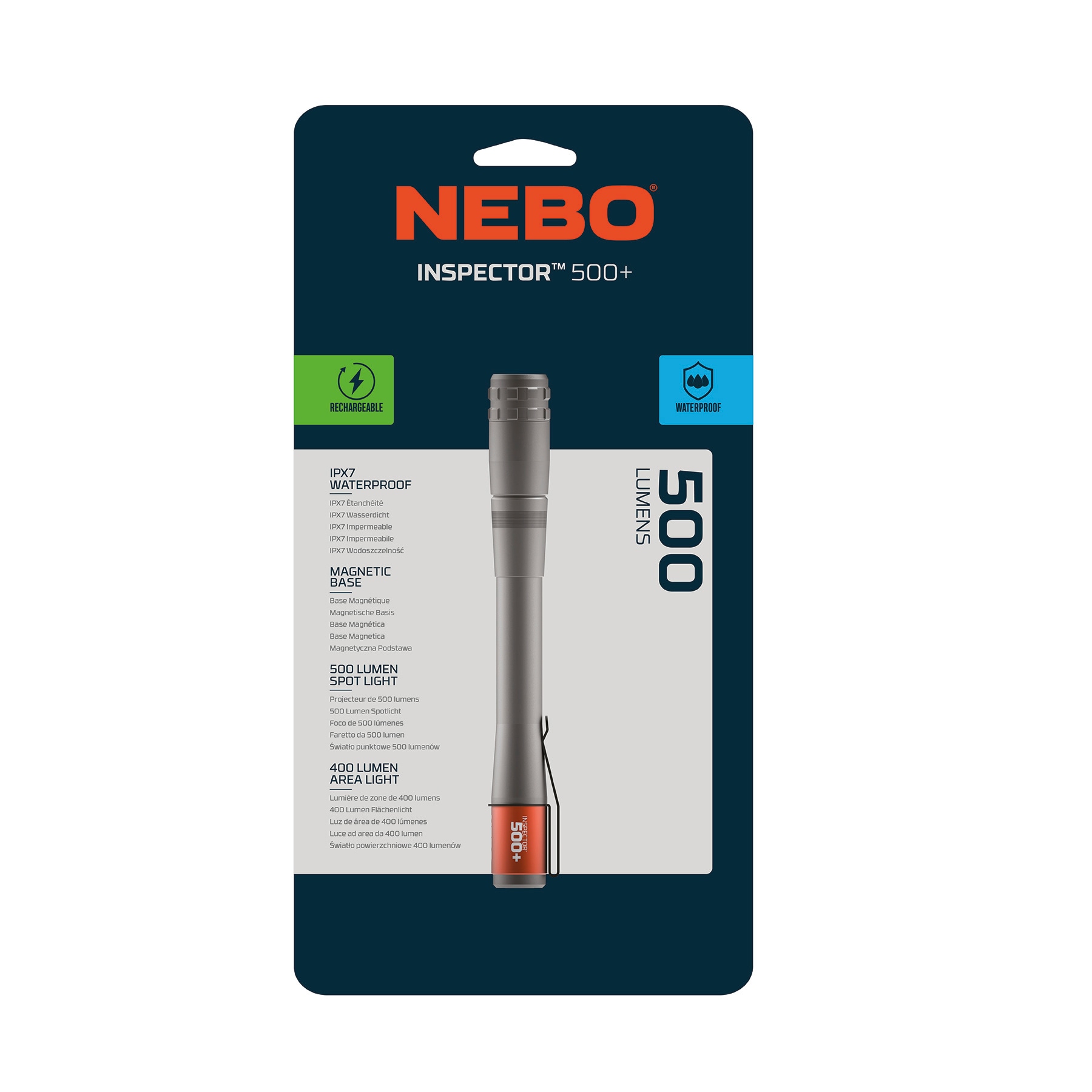 NEBO LED Taschenlampe »INSPECTOR™ 500+«, wiederaufladbar, auch Batteriebetrieb möglich, Magnetfuß