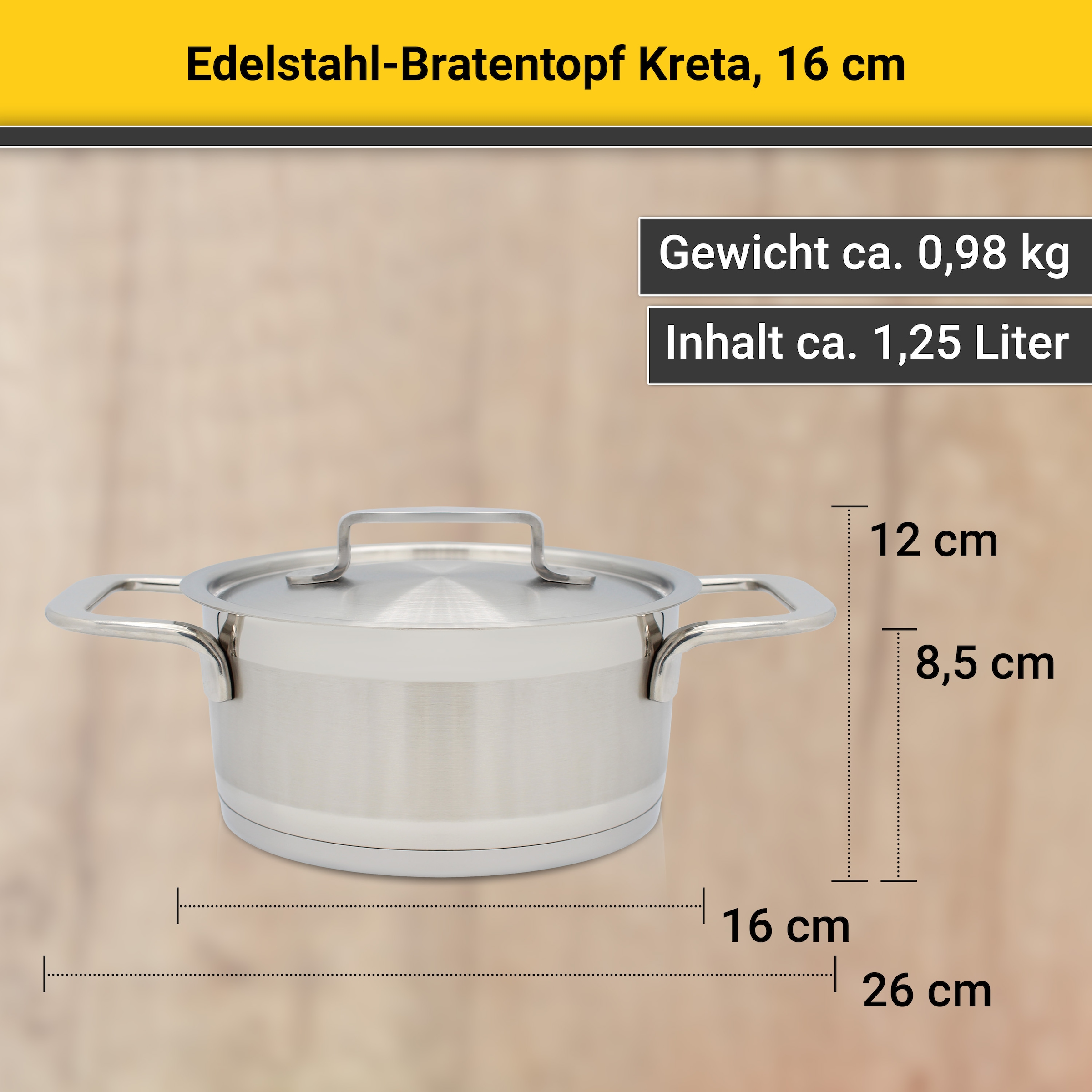 Krüger Bratentopf »Kreta« 2 Stk. tlg. Edelstahl 18/10