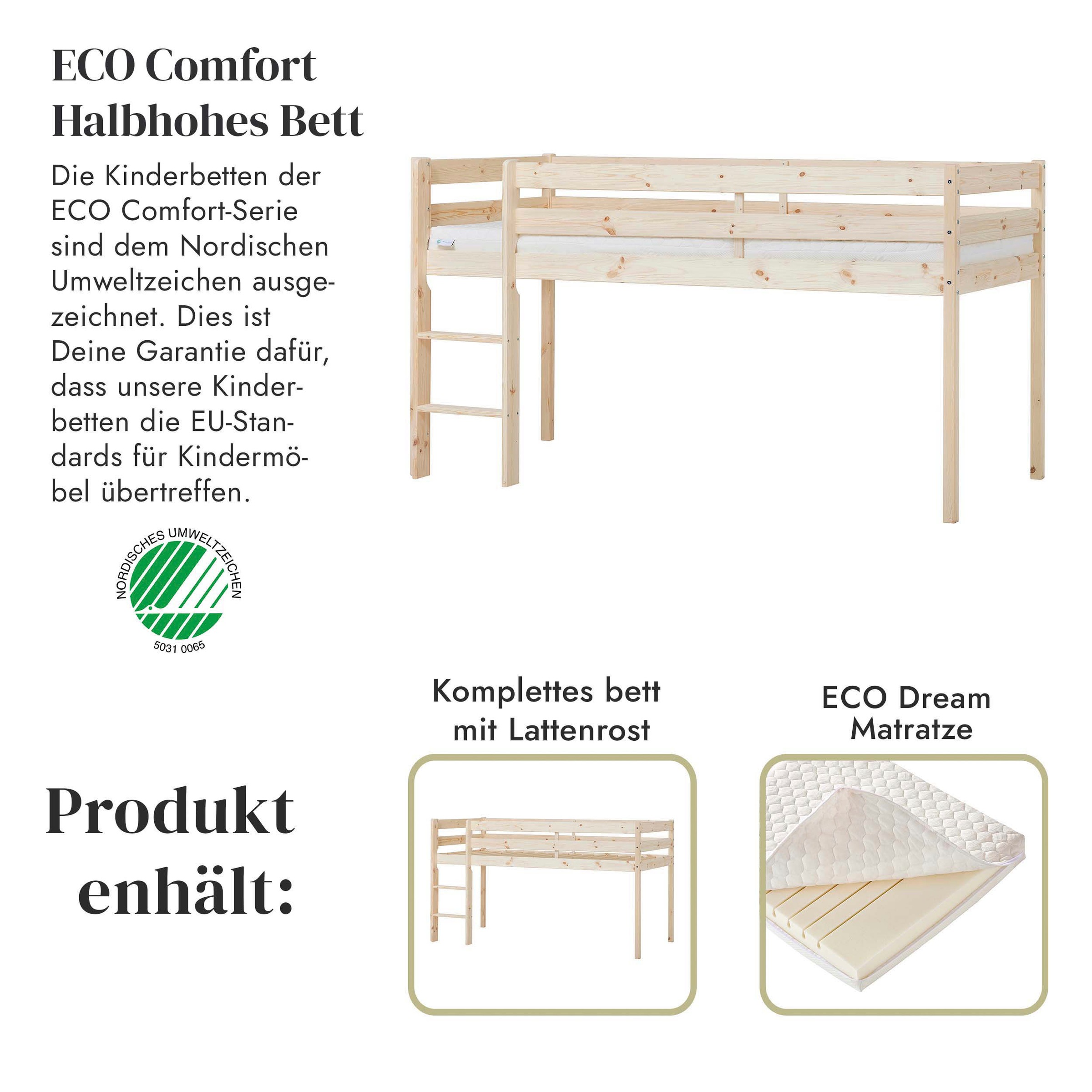 Hoppekids Spielbett »ECO COMFORT, Hochbett, in 2 Einzelbetten teilbar«, Höhe 72cm, Farbe & Größe & Matratze