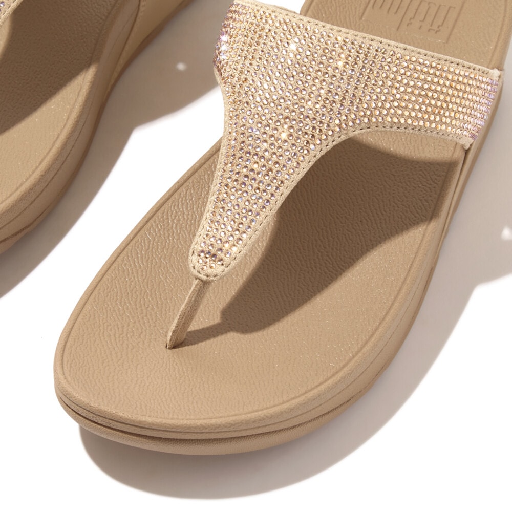 Fitflop Dianette »LULU CRYSTAL EMBELLISHED TOE-POST SANDALS - HOTFIX«, Keilabsatz, Sommerschuh, Zehentrenner mit weichem Zehensteg