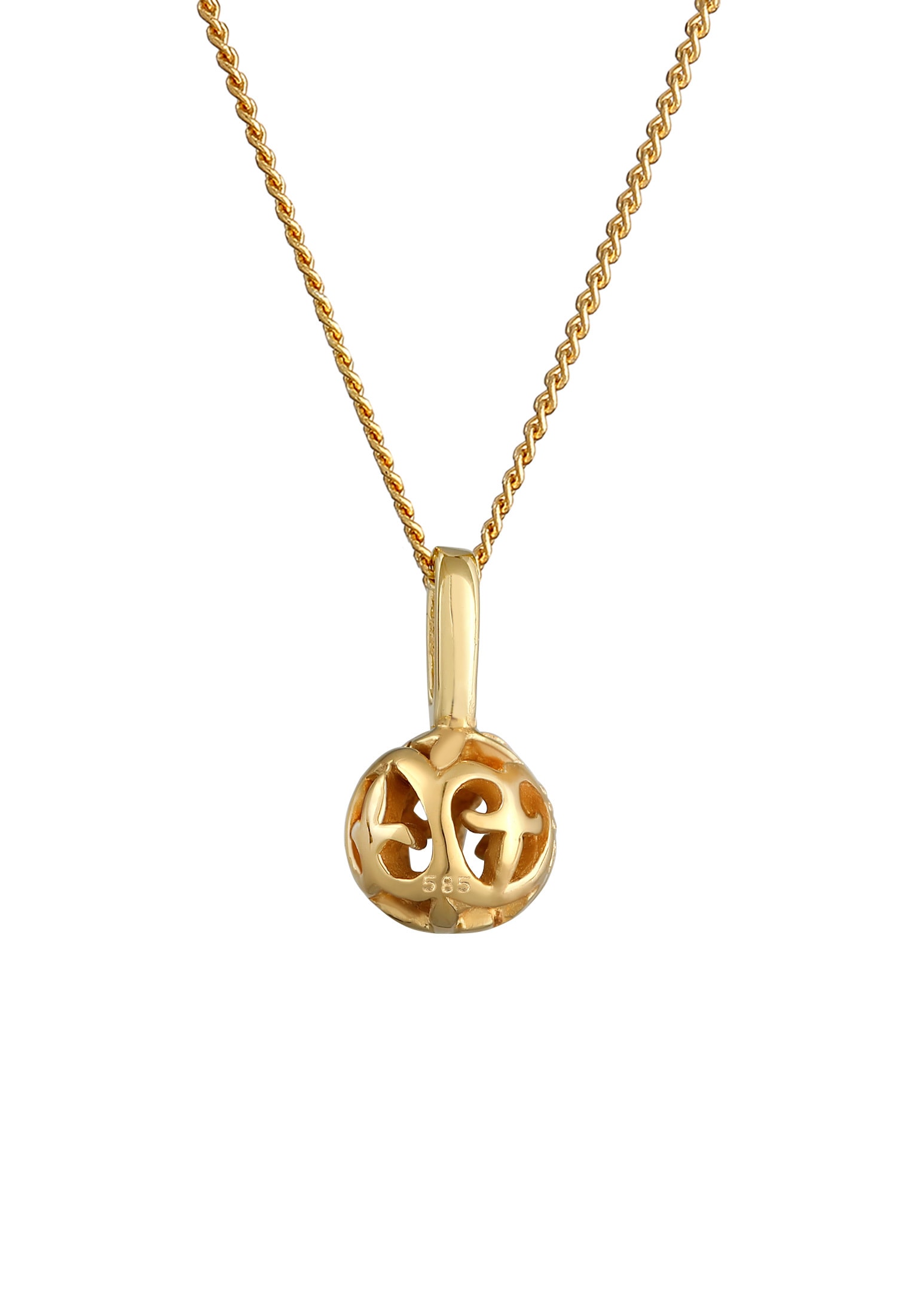 Elli Premium Kette mit Anhänger »Halskette Ornament Kugel Romantisch Stilvoll 585 Gelbgold«