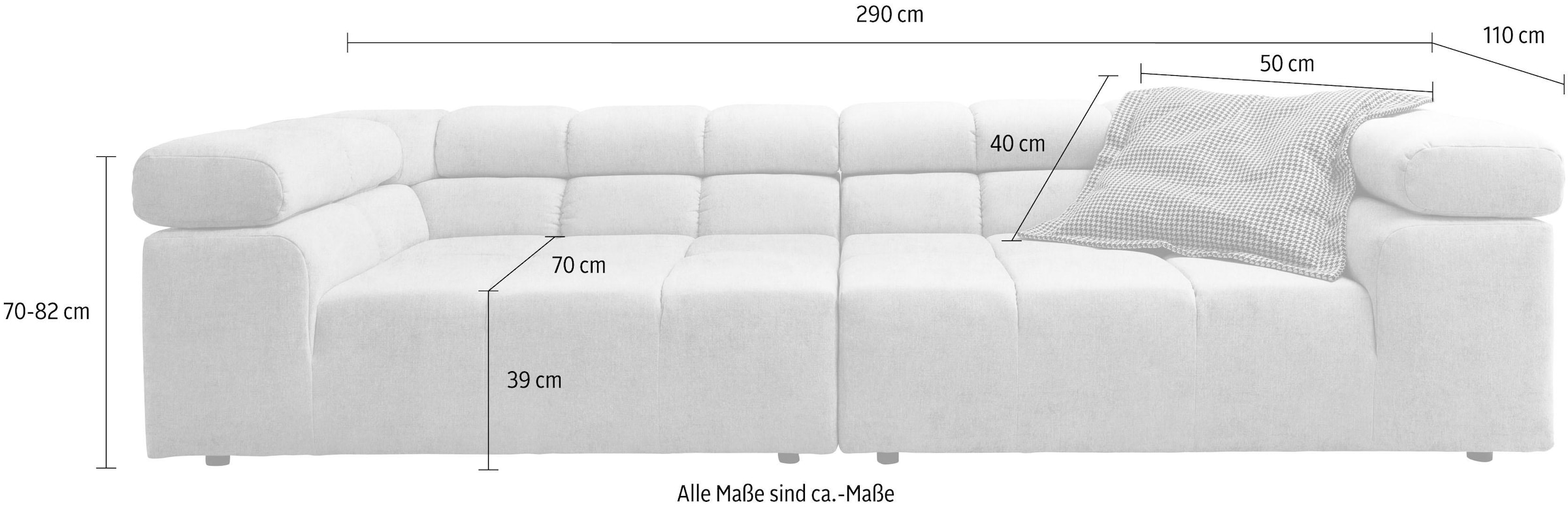 INOSIGN Big-Sofa »Ancona B/T/H: 290/110/70 cm«
