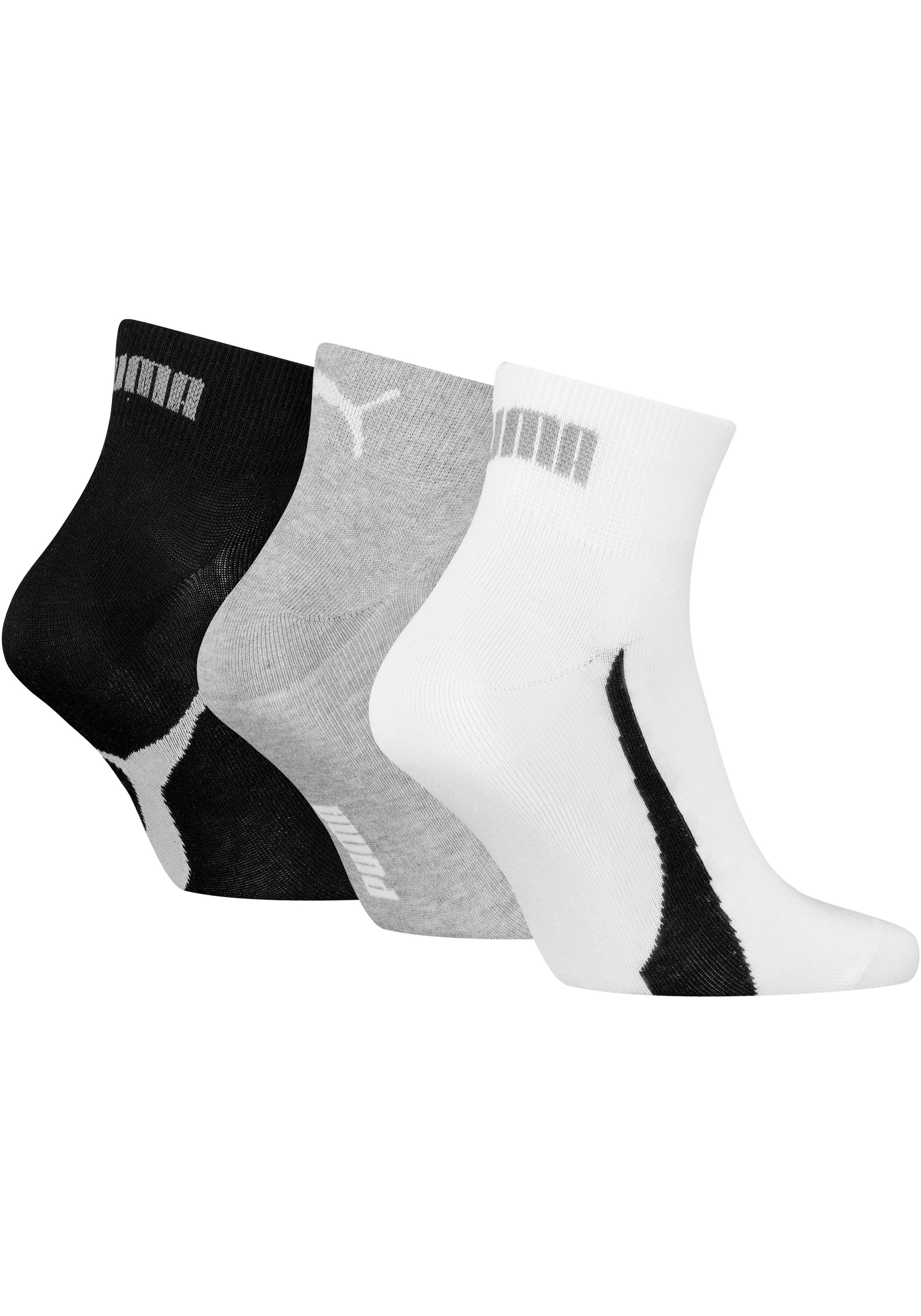 PUMA Kurzsocken »PUMA UNISEX LIFESTYLE QUARTER 3P« 3 Paar, 3 Stk. tlg. mit kurzem geripptem Schaft