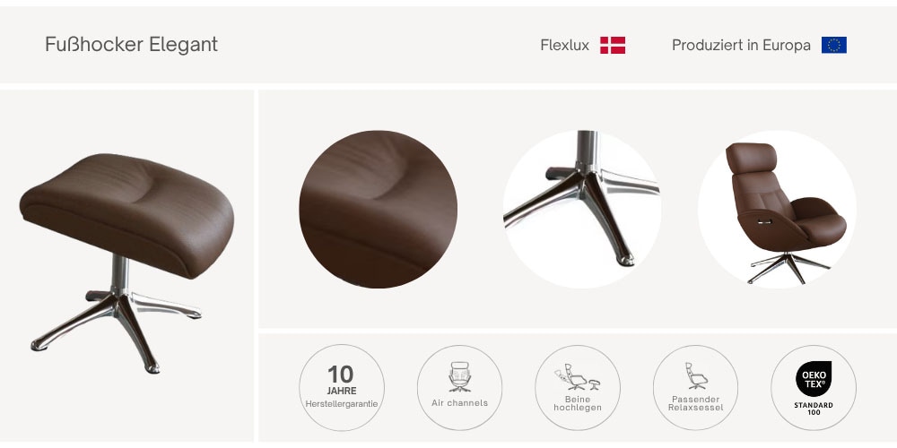 FLEXLUX Fußhocker »Elegant Beinstütze, Entspannung, Skandinavisch, Ultimativer Komfort«, Organische Formen, Robuster Alu fuß, Weicher Stoff oder Echtleder