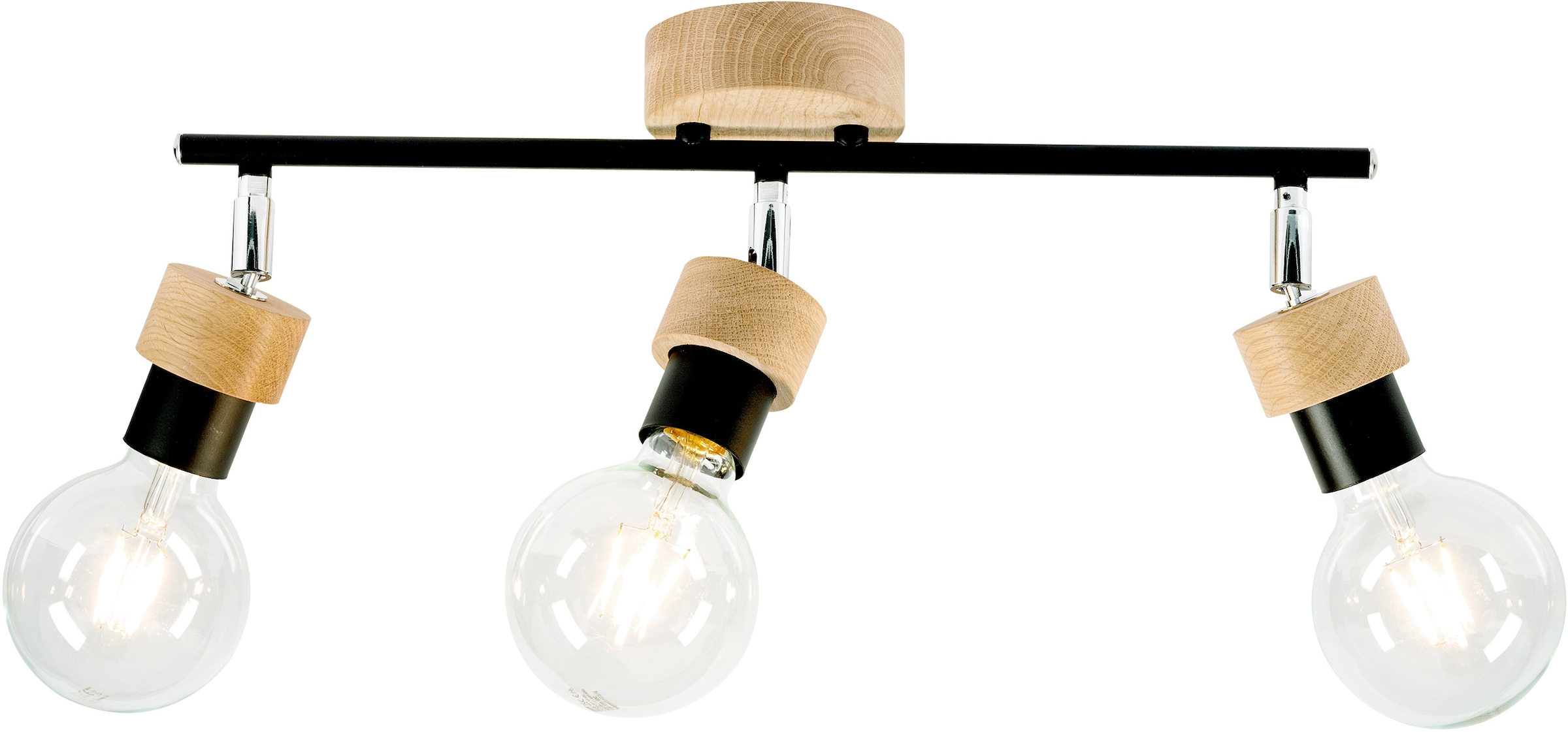 BRITOP LIGHTING Deckenleuchte »MARJOLAINE«, Leuchtmittel E27 | Leuchtmittel wechselbar-ohne Leuchtmittel, Bewegliche Spots, aus Eichenholz, Nachhaltig mit FSC®-Zertifikat