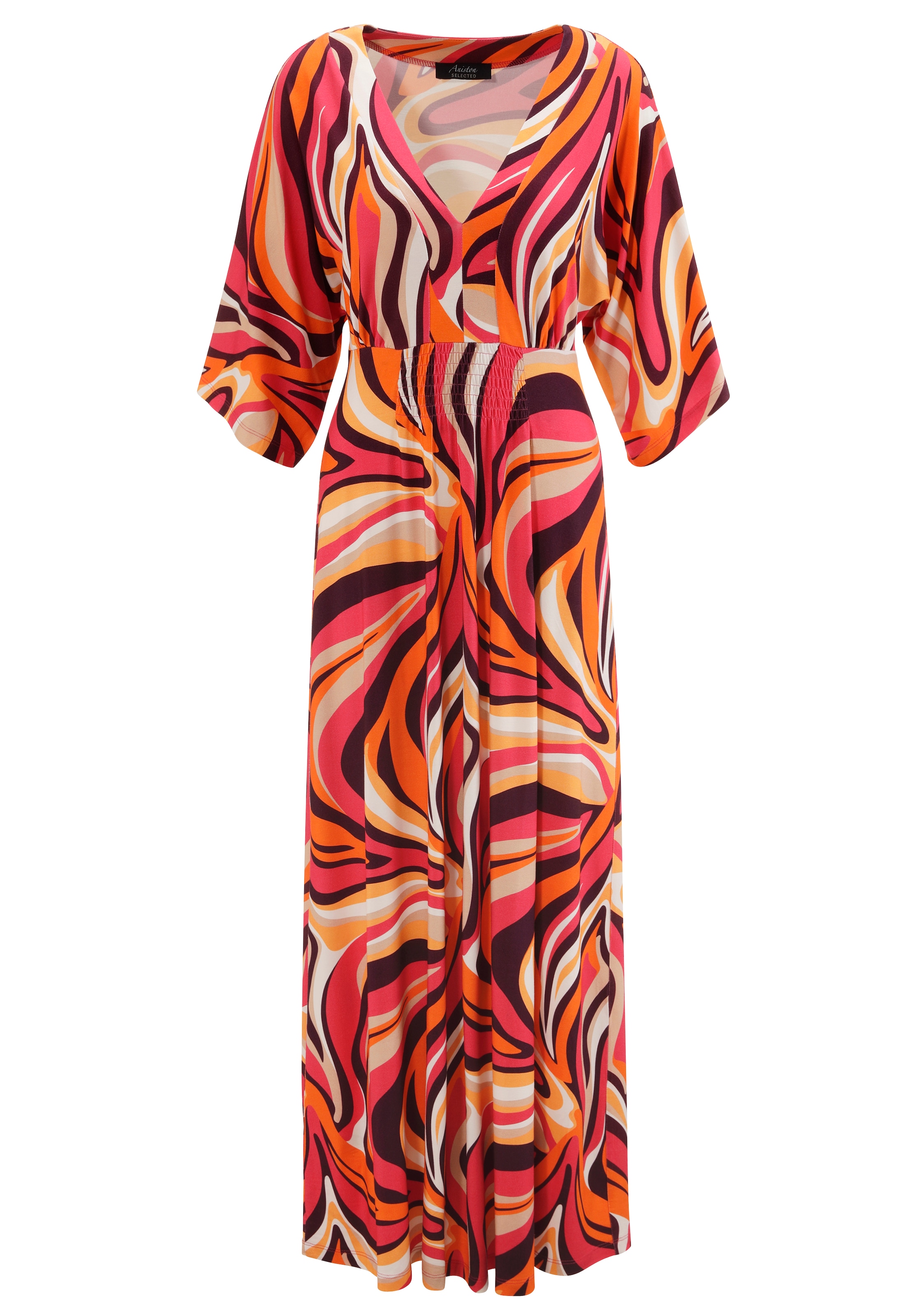 Aniston SELECTED Maxikleid, mit weiten, 3/4-langen Ärmeln