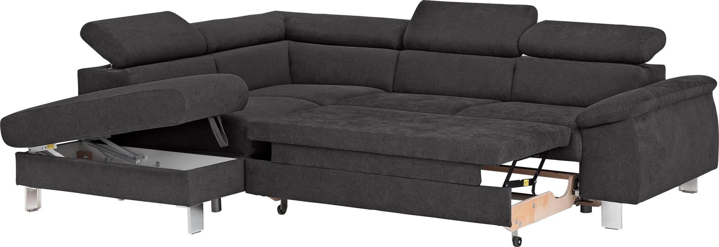 COTTA Ecksofa »Komaris L-Form mit Kopfteilverstellung«, wahlweise mit Bettfunktion, Bettkasten & Beleuchtung