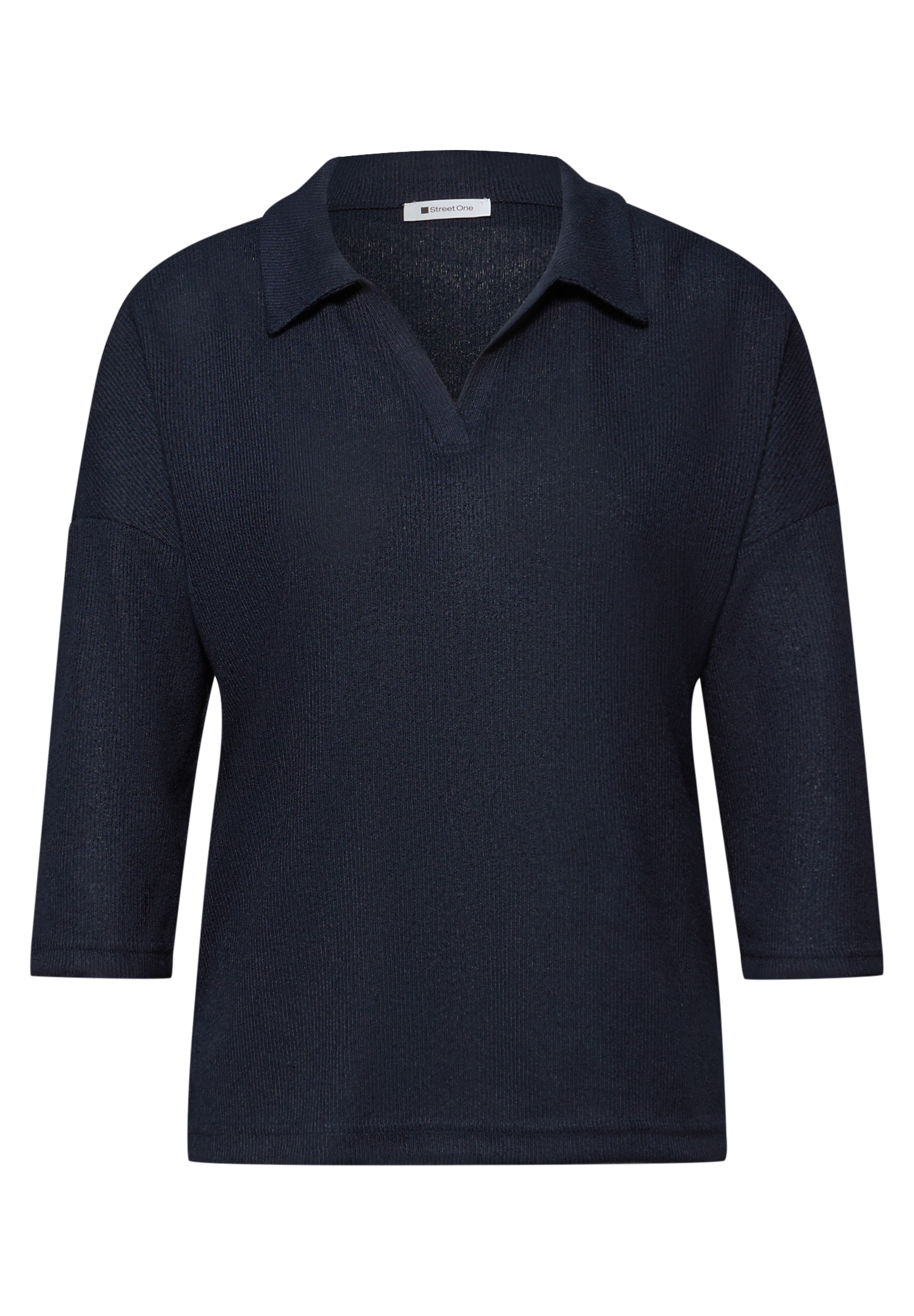 STREET ONE 3/4-Arm-Shirt mit Polokragen und V-Ausschnitt