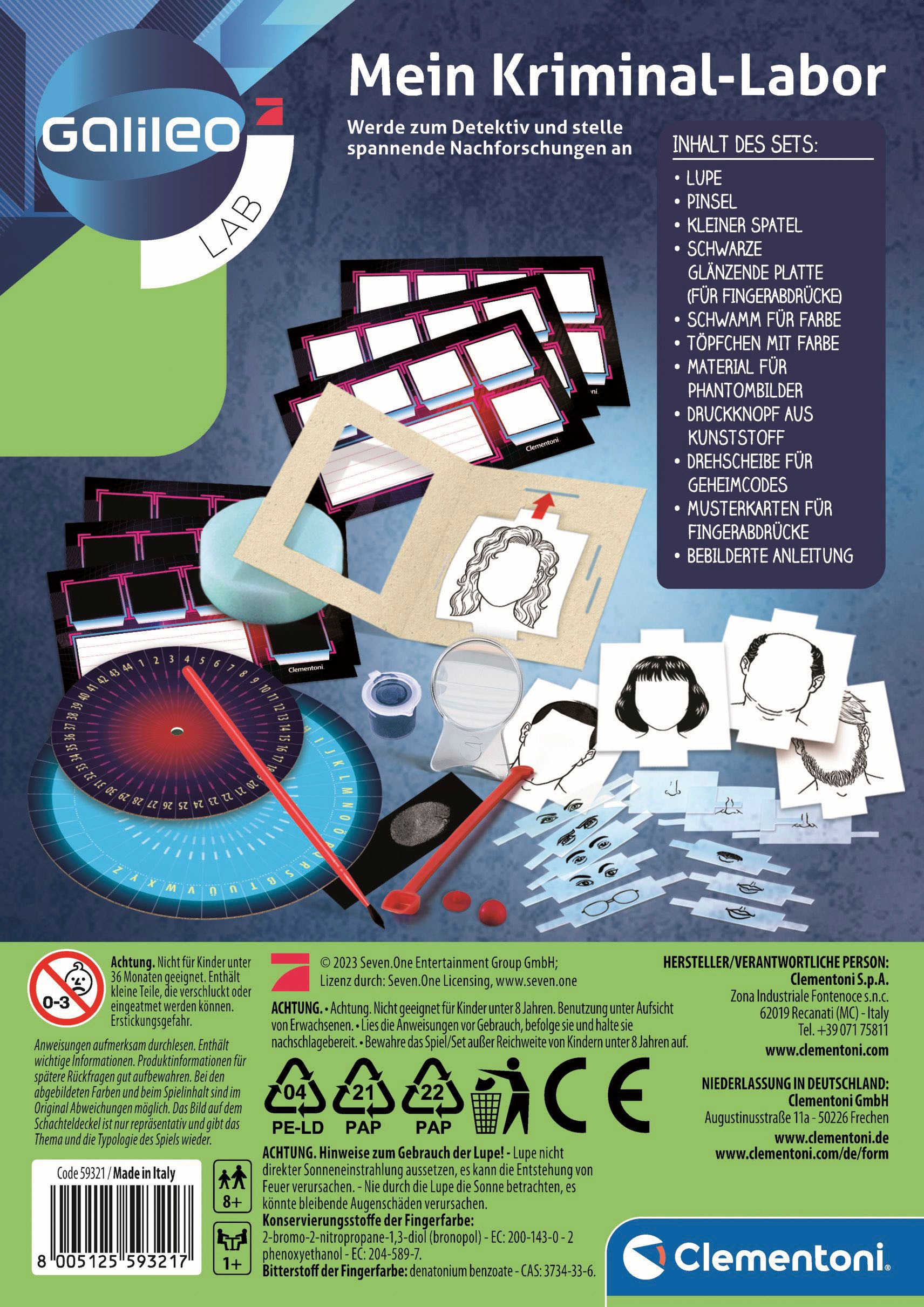 Clementoni® Experimentierkasten »Galileo, Mein Kriminal-Labor«, Made in Europe