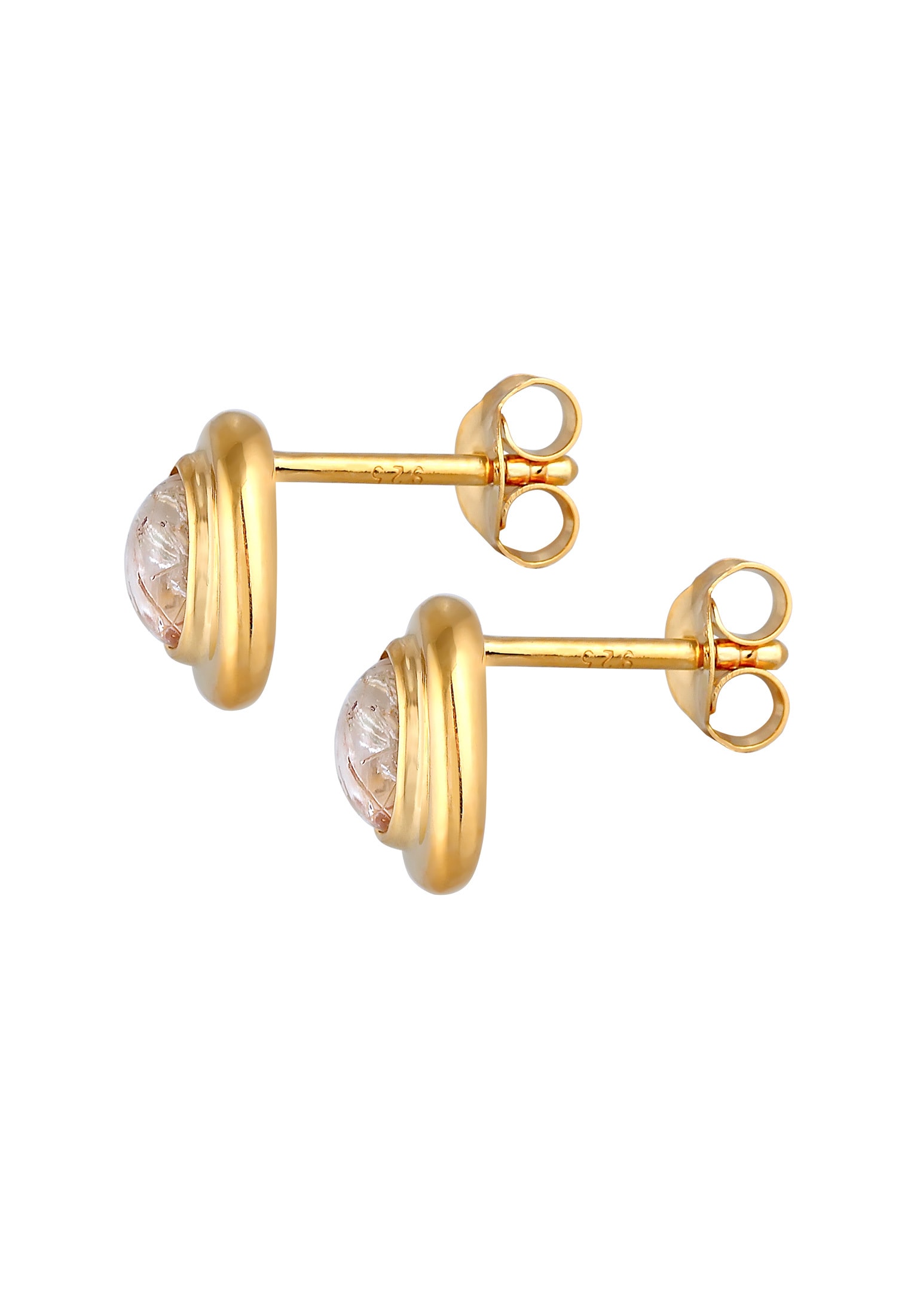 Elli Premium Paar Ohrstecker »Ohrringe Quarz Edelstein Engelshaar Elegant 925 Silber«