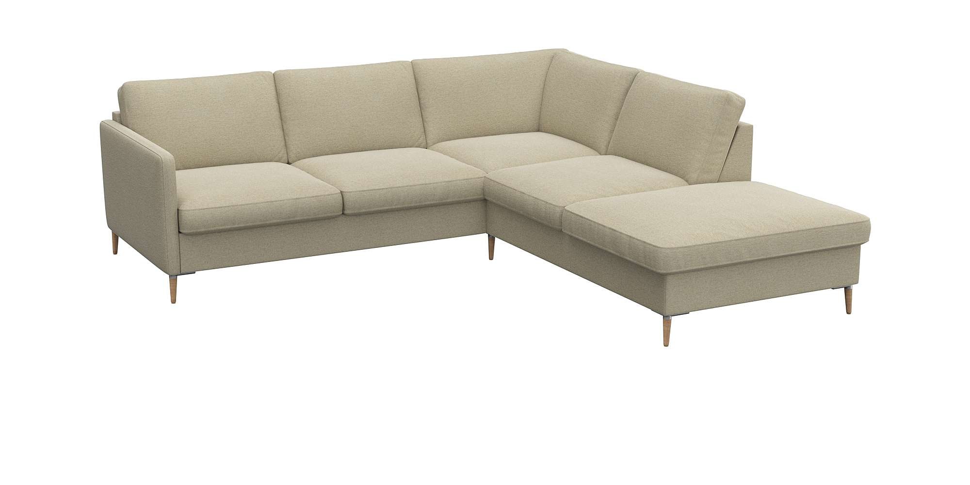 FLEXLUX Ecksofa »Fiore, L-Form, super bequem durch Kaltschaum im Sitz«, schmale Armlehnen, Füße Alu/Eiche, B/T 234/225 cm