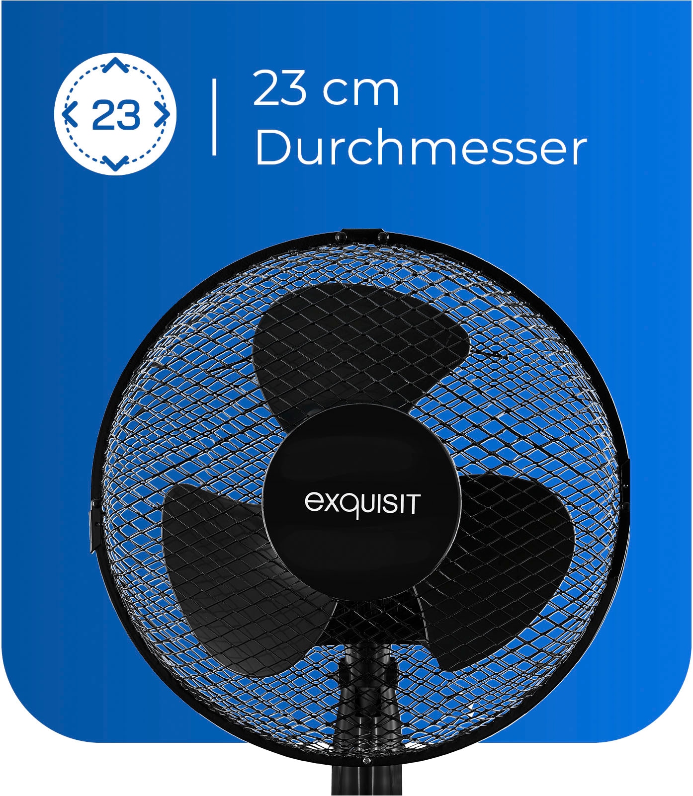 exquisit Tischventilator »VT 33057 sw«, Ø 23 cm, inkl. Oszillation & 30 W Leistung
