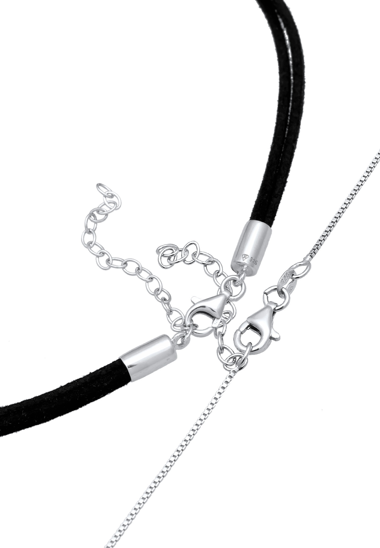 Elli Ketten-Set »Halskette Choker Kreis Leder Venezianerkette Set 925 Silber«