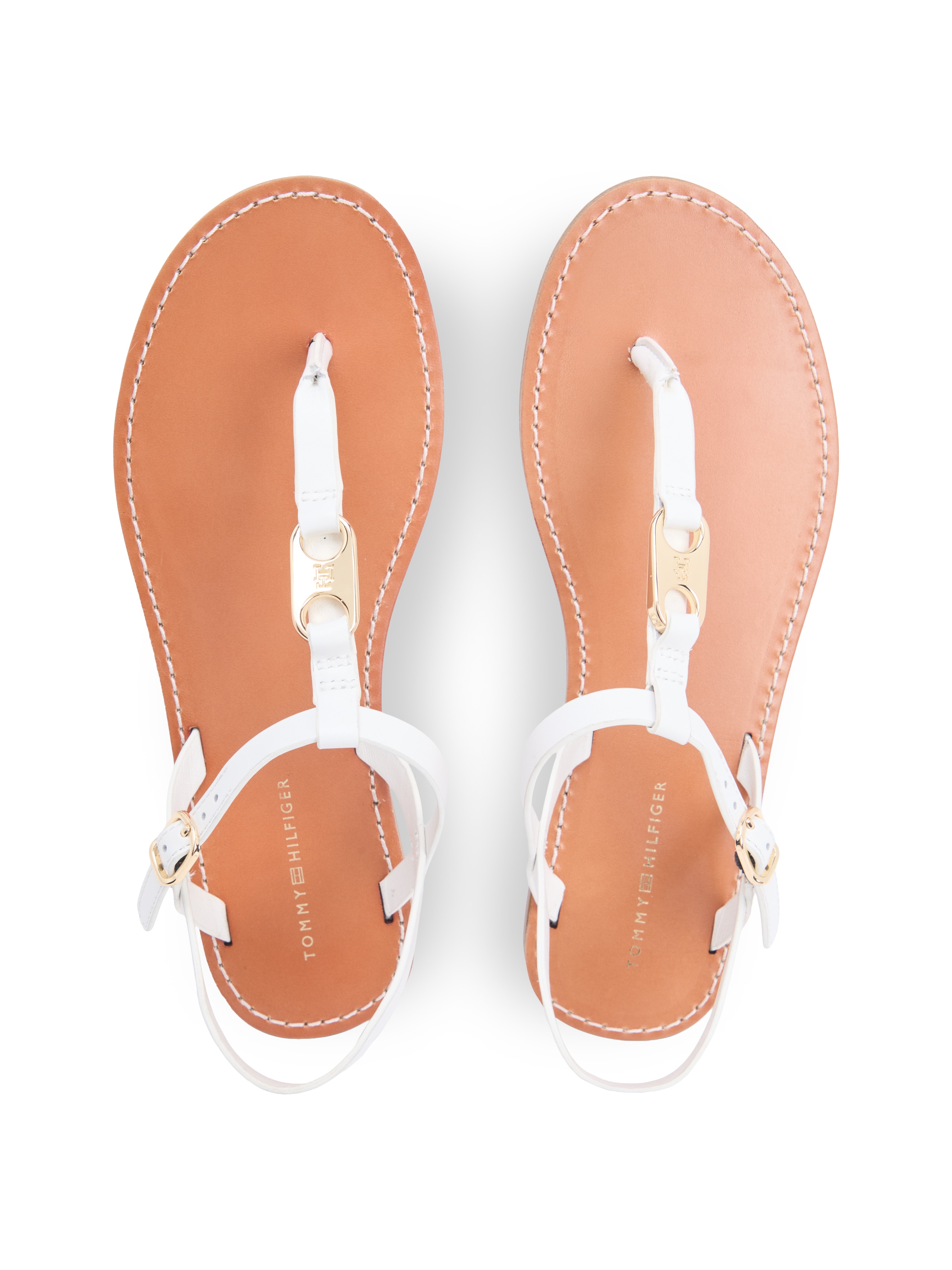 Tommy Hilfiger Riemchensandale »LEATHER THONG SANDAL«  Sommerschuh, Sandalette mit Schmucklogo