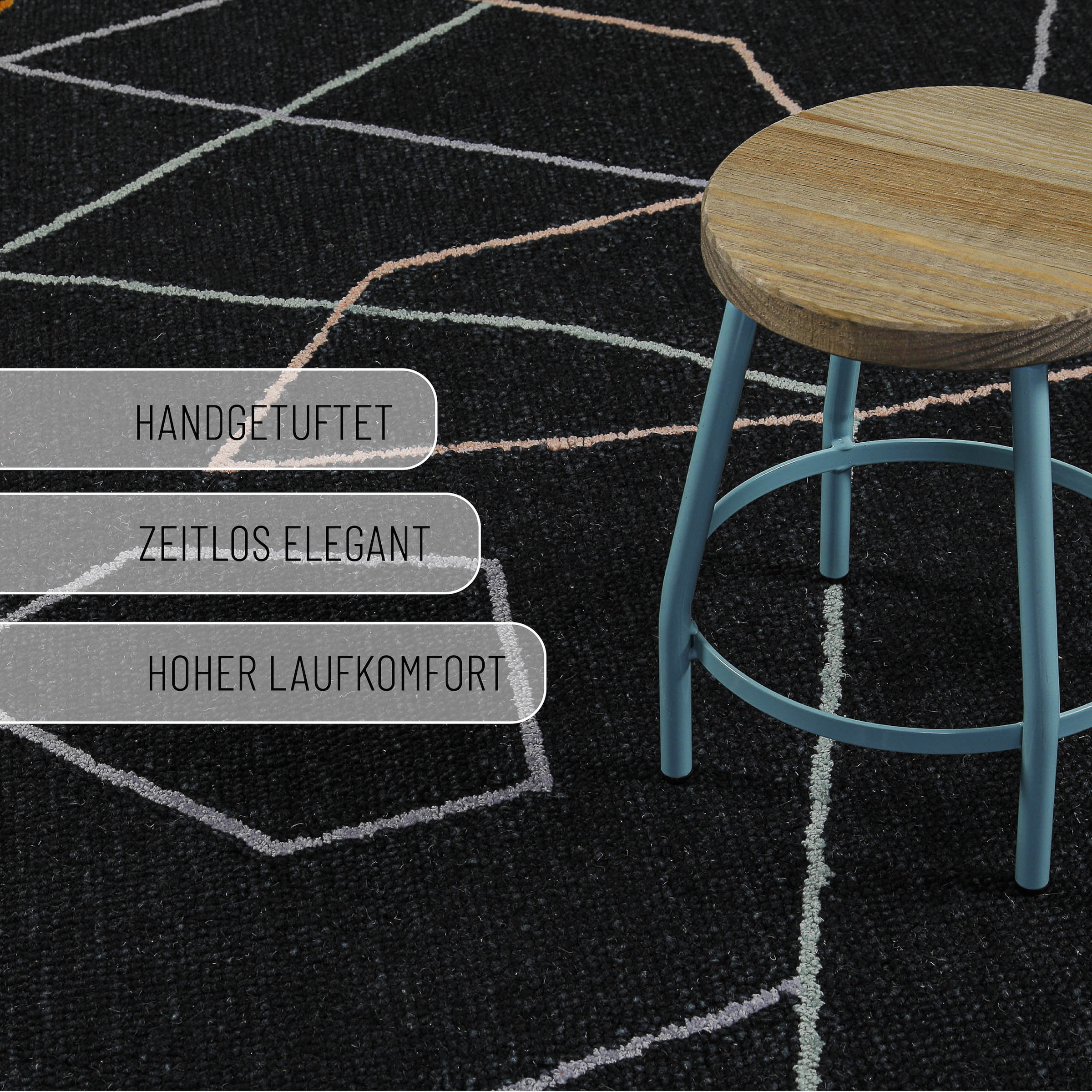 Wecon home Teppich »Nox« rechteckig 6 mm Höhe Wollteppich, abstrakt, hochwertig, handgetuftet, robust, modern