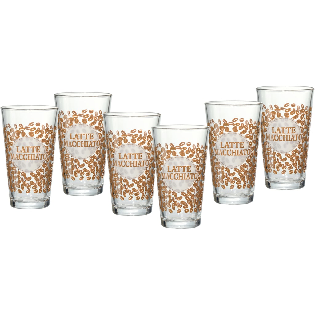 Ritzenhoff & Breker Latte-Macchiato-Glas »Happy, Coffee Beansq«, (Set, 6 tlg., 6 Latte Macchiato Gläser, je 400 ml)