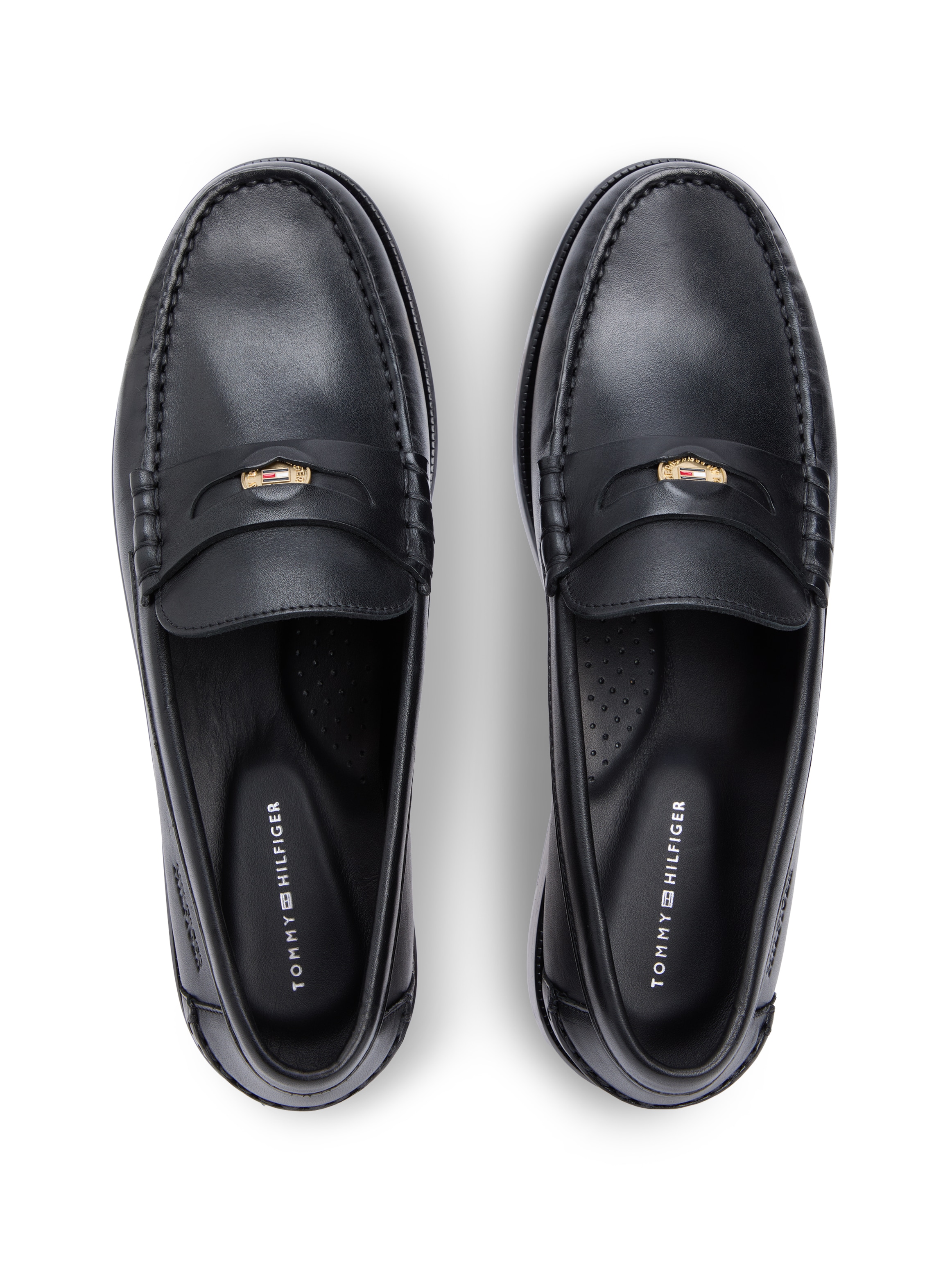 Tommy Hilfiger Loafer »HILFIGER PENNY CRUST LTH LOAFER«  Slipper, Businessschuh mit Zierriegel und Penny